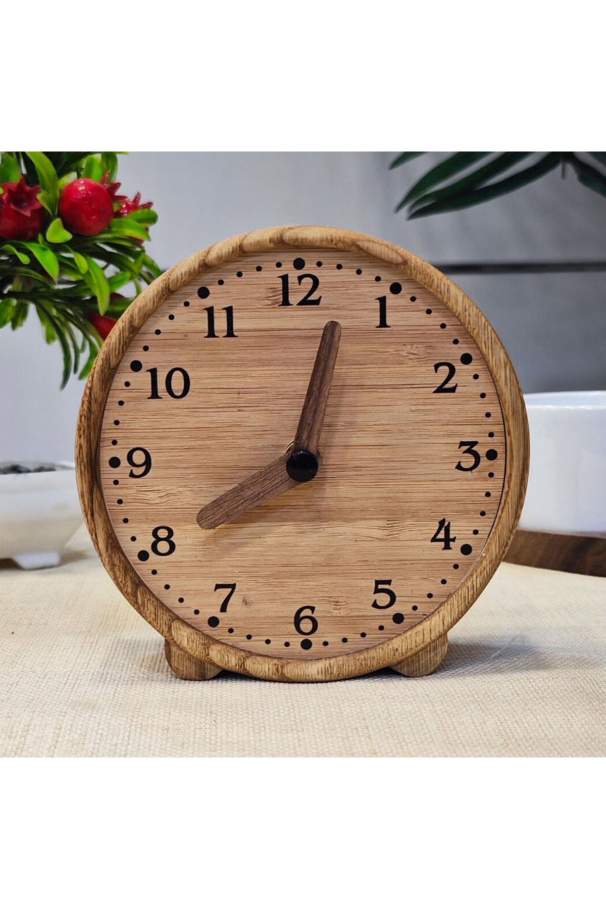 CNZ WOOD Ahşap Masa Saati Kestane