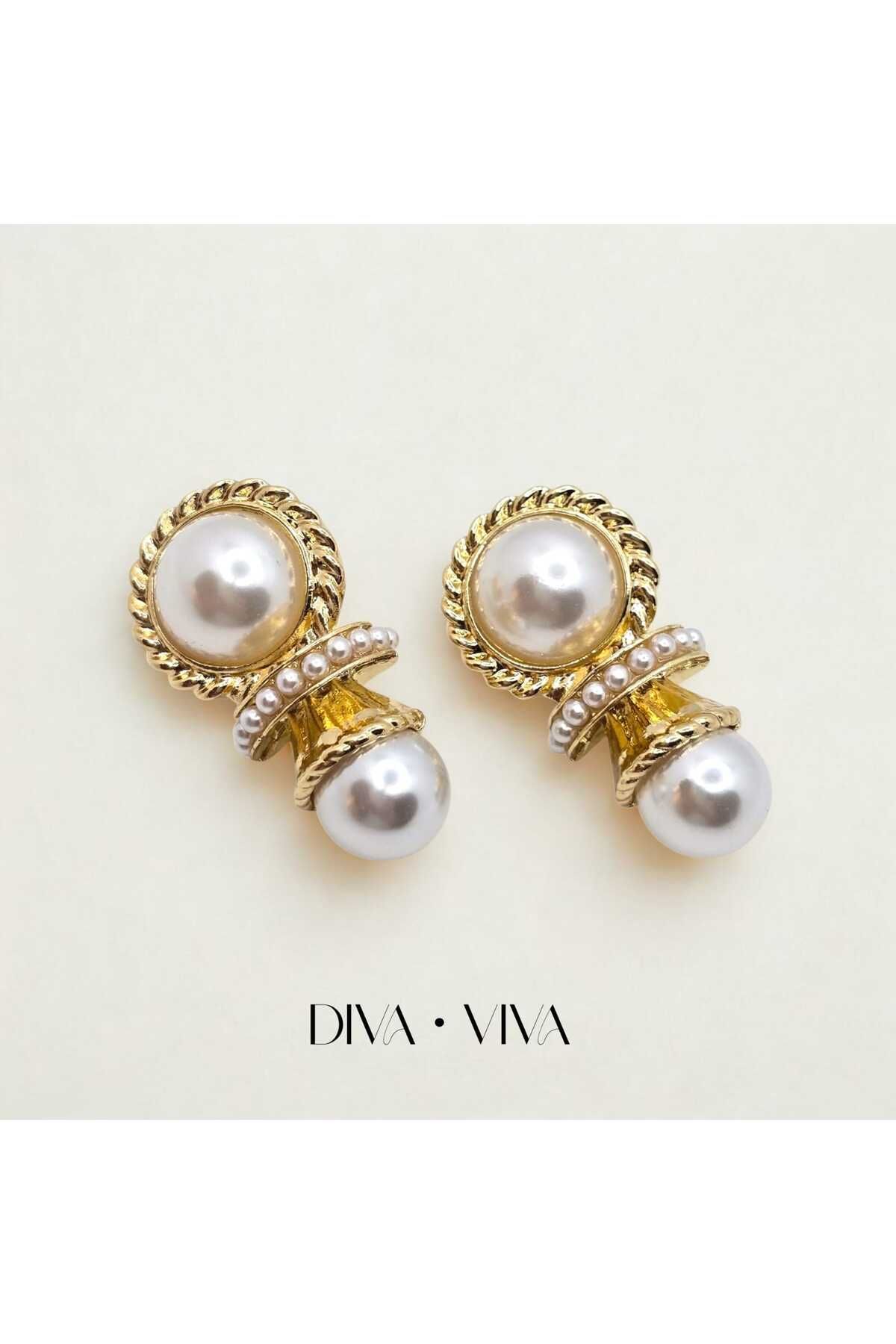 DivaViva Élise Pearl Vintage Kadın Küpe