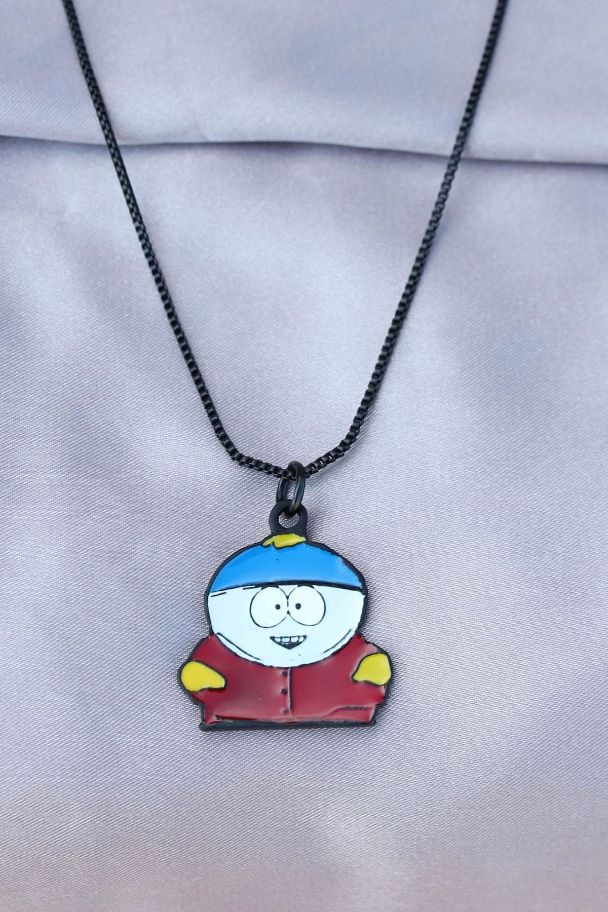 Clariss Eric Cartman Tasarımlı Siyah Zincirli Erkek Kolye