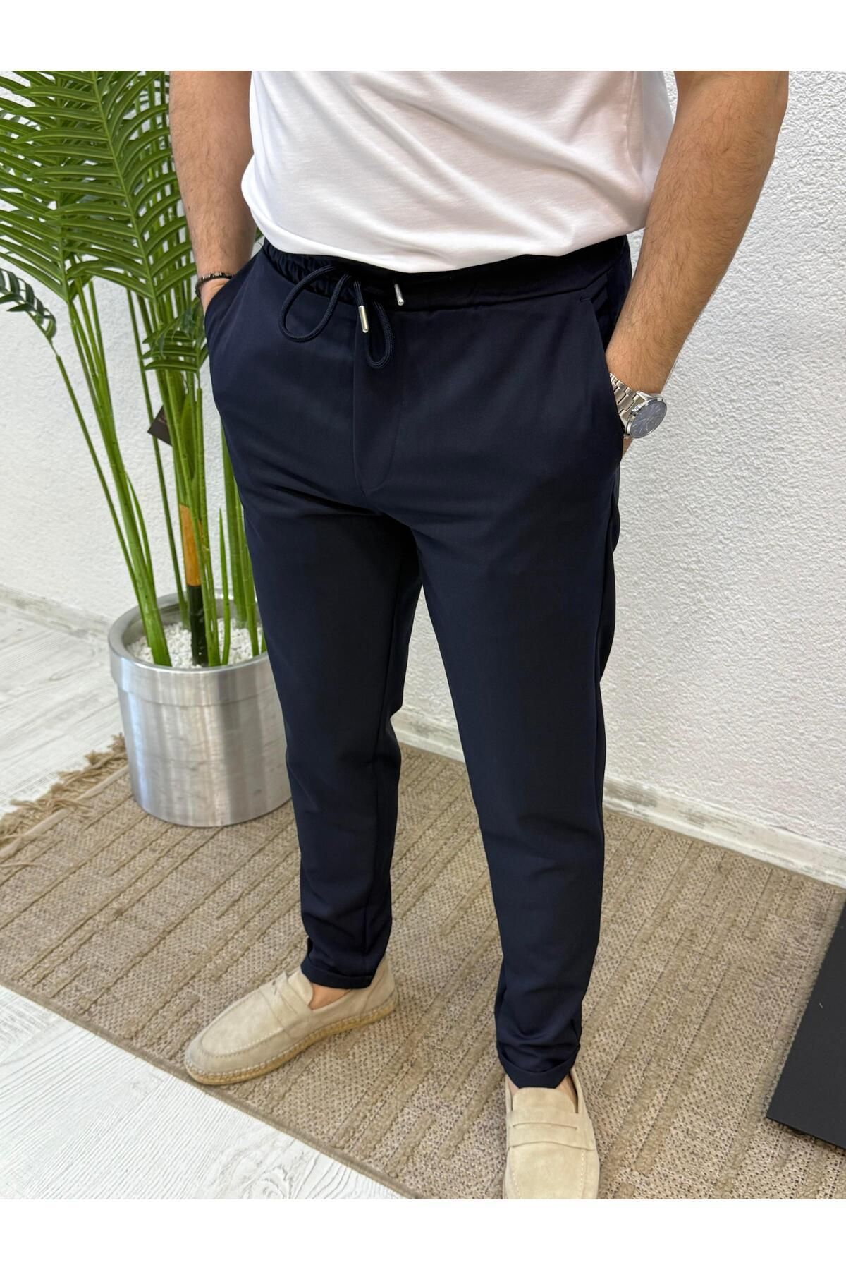 Yubacollection Duble Paça Kumaş Pantolon Lacivert