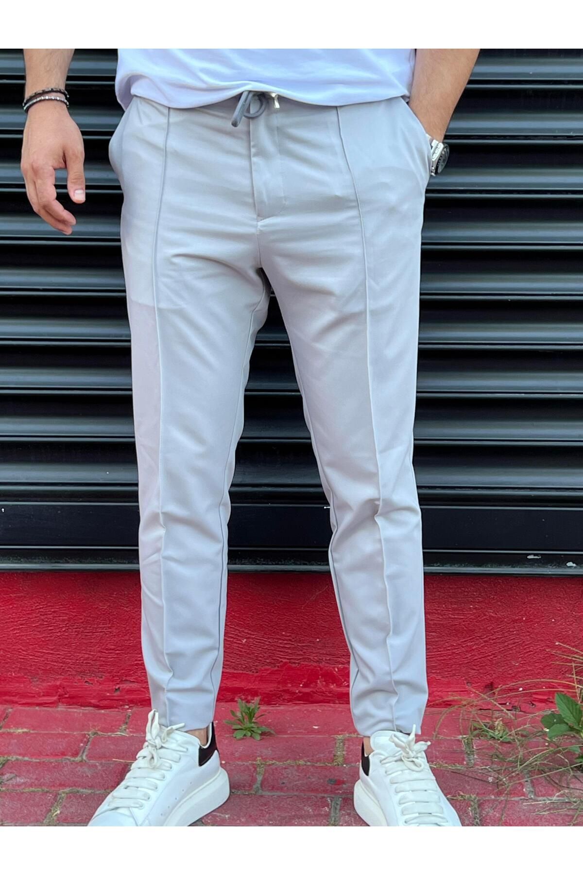 Yubacollection Paraşüt Kumaş Pantolon Gri