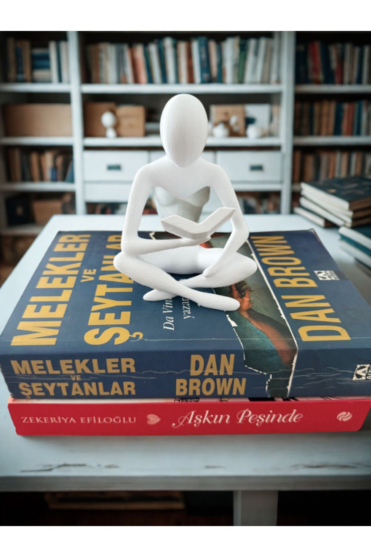 Evimania Kitap okuyan Biblo Heykel Figür Dekor Dekorasyon