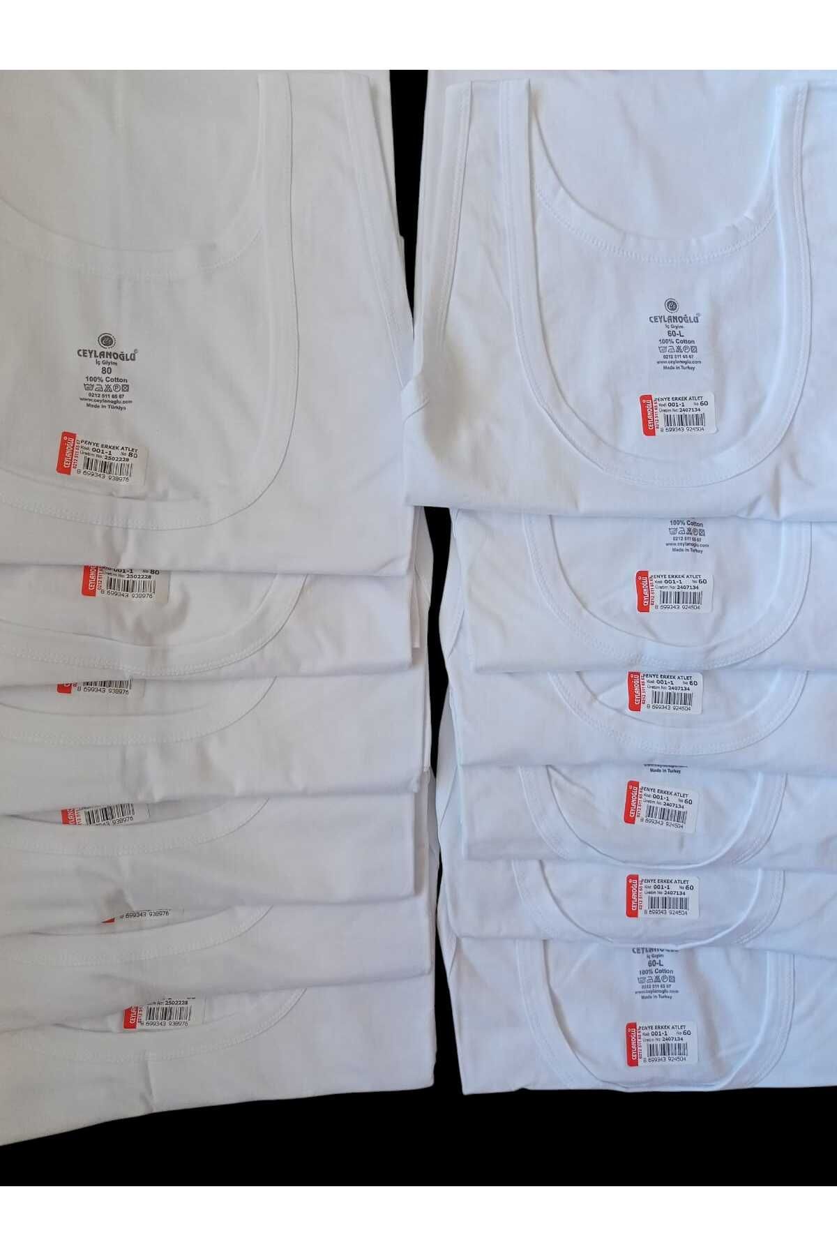 balkonda Battal boy büyük beden atlet 12'li ekonomik paket pamuklu cotton beyaz esnek yumuşak CBAB1-3