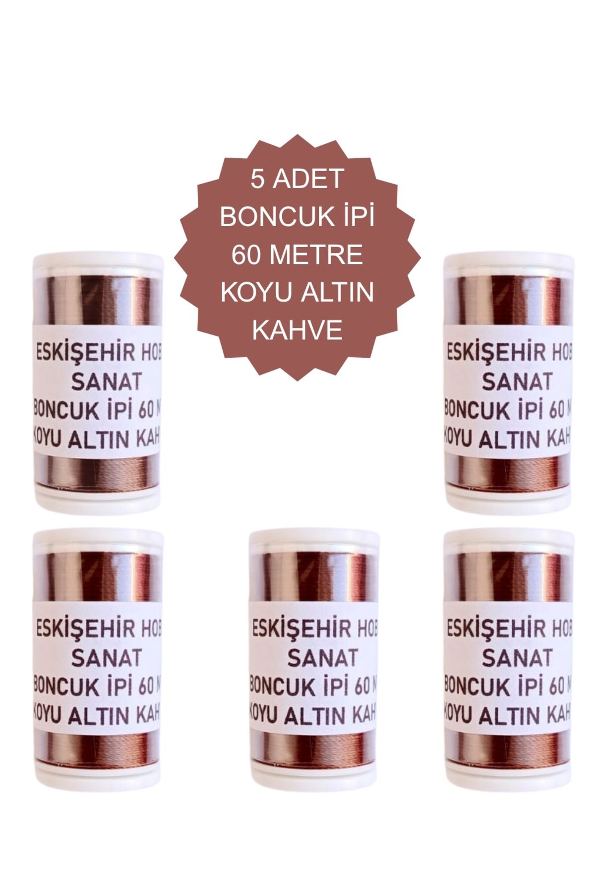 Eskişehir hobi sanat 5 Adet 60 Metre Koyu Altın Kahve Renk Kum Boncuk ipi Boncuk İşleme ipi Miyuki ipi