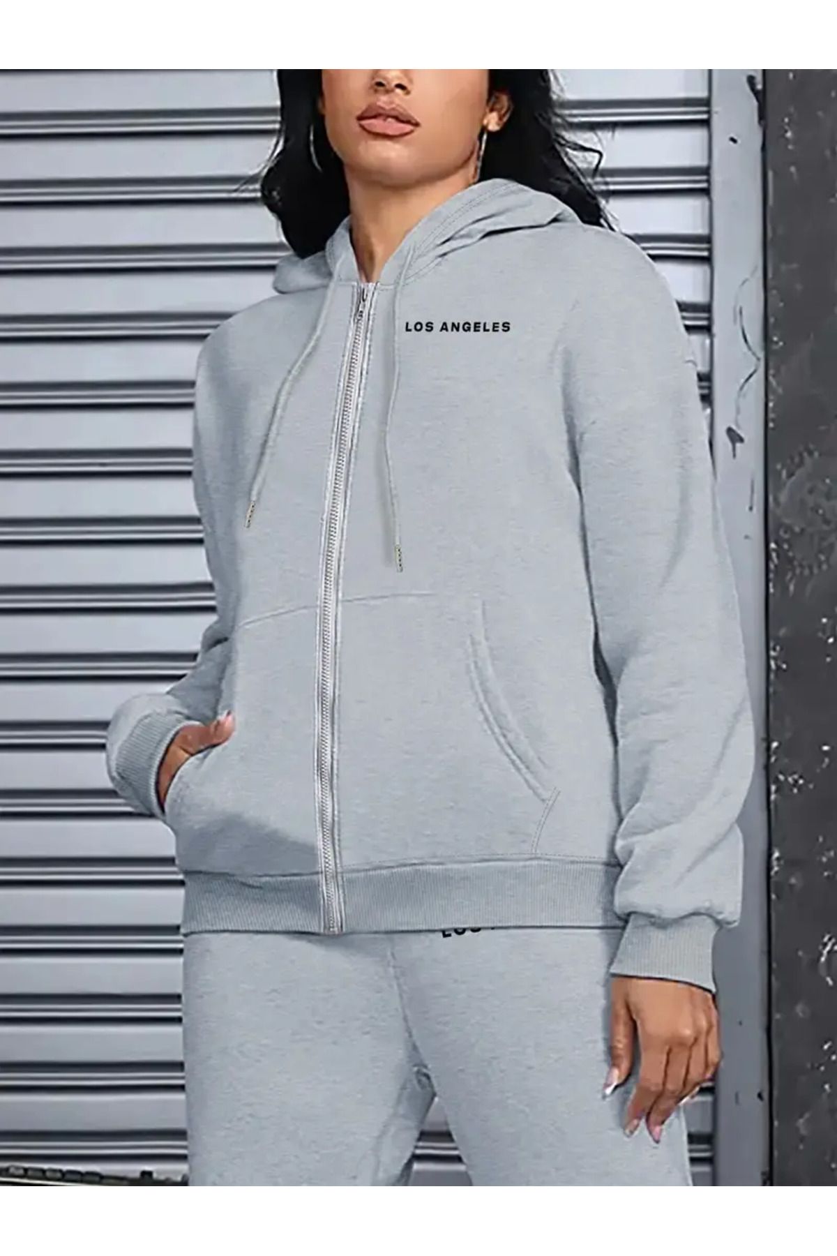 HOFFNUNG Full-Zip FULL HOODIE Kadın Kapüşonlu Oversize Lastik Paça Eşofman Takımı