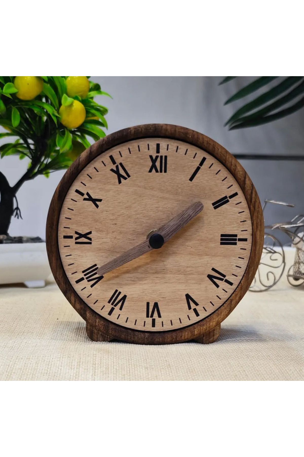 CNZ WOOD Ahşap Masa Saati Ceviz