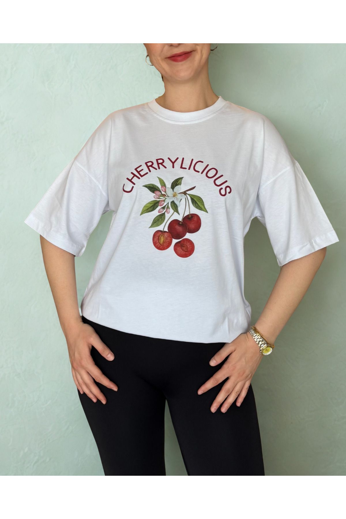 Oylem Cherrylicious Oversize T-shirt %100 Pamuk