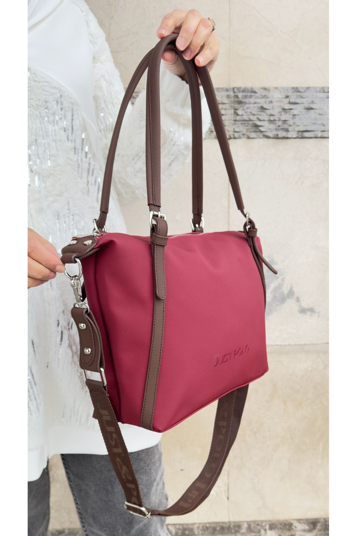 Just Polo JP orijinal just polo kadın büyük boy omuz çantası ebat 32x28 cm