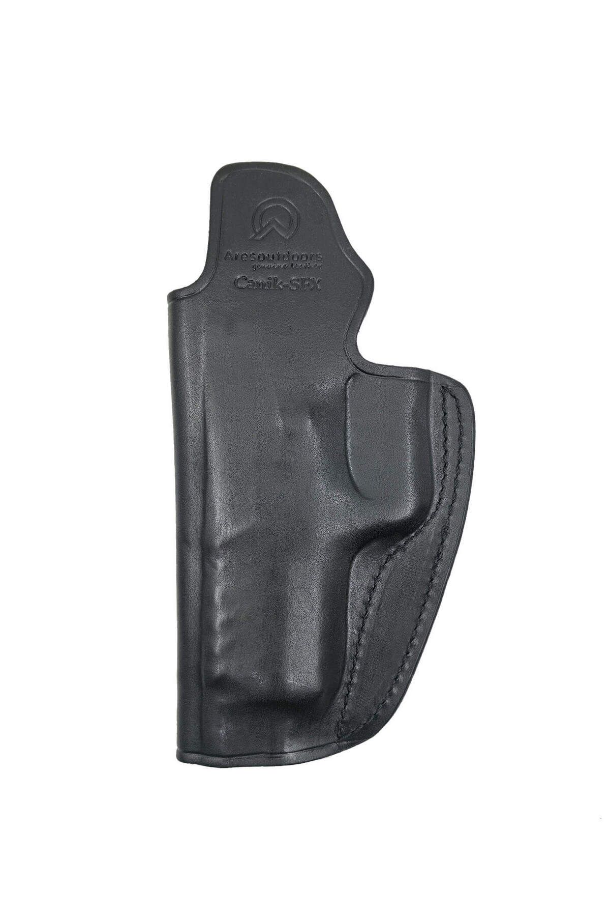 Aresoutdoors Canik TP9 SFX Uyumlu Kemer İçi Metal Mandallı Siyah Deri Silah Kılıfı