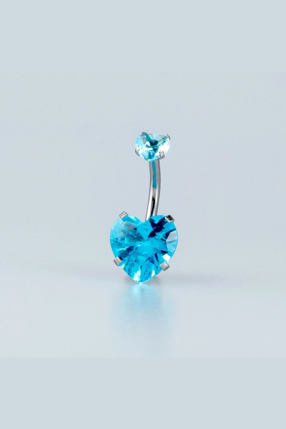 Wisdom Rain Turkuaz Kalp Taşlı 10 mm Göbek Piercing – 316L Cerrahi Çelik