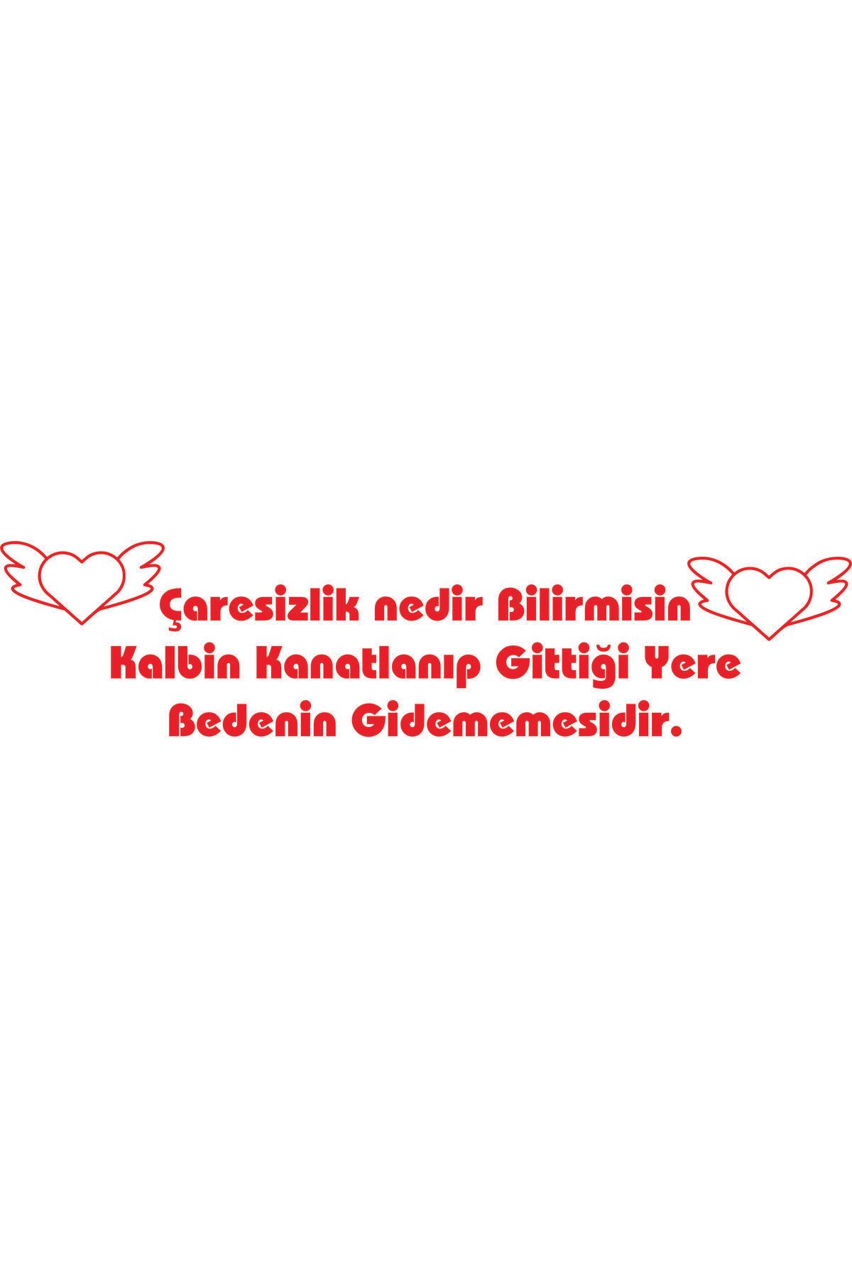 Birim Matbaa Çaresizlik nedir Bilirmisin Kalbin Kanatlanıp Gittiği Yere Bedenin .! OTO STİCKER(85X20CM)