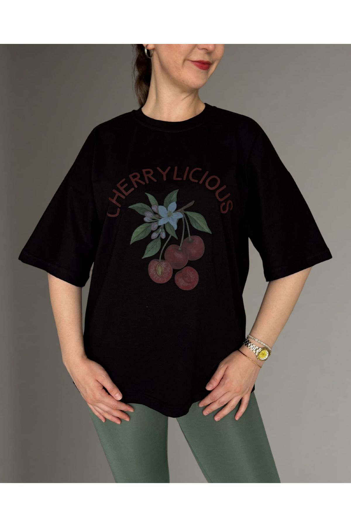 Oylem Cherrylicious Oversize T-shirt %100 Pamuk
