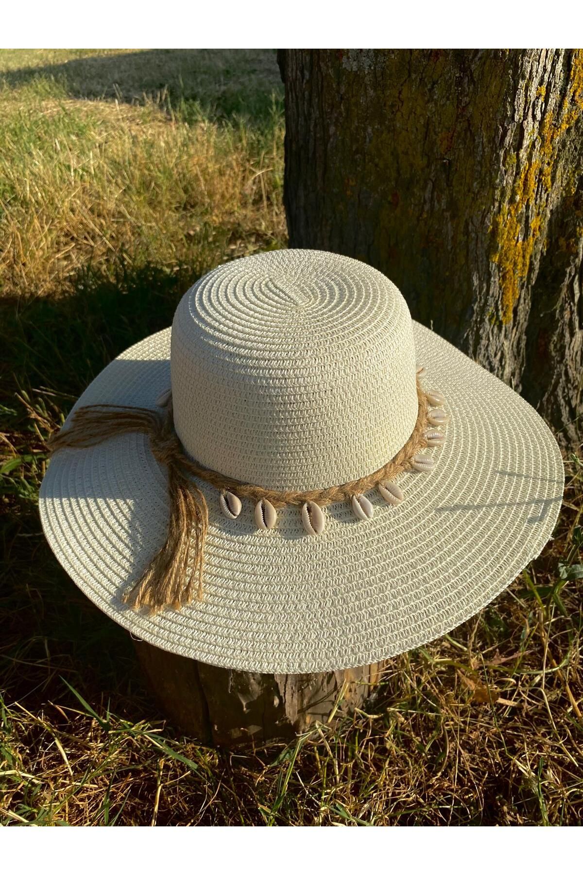 MODA Deniz Kabuğu Örgülü Hasır Şapka