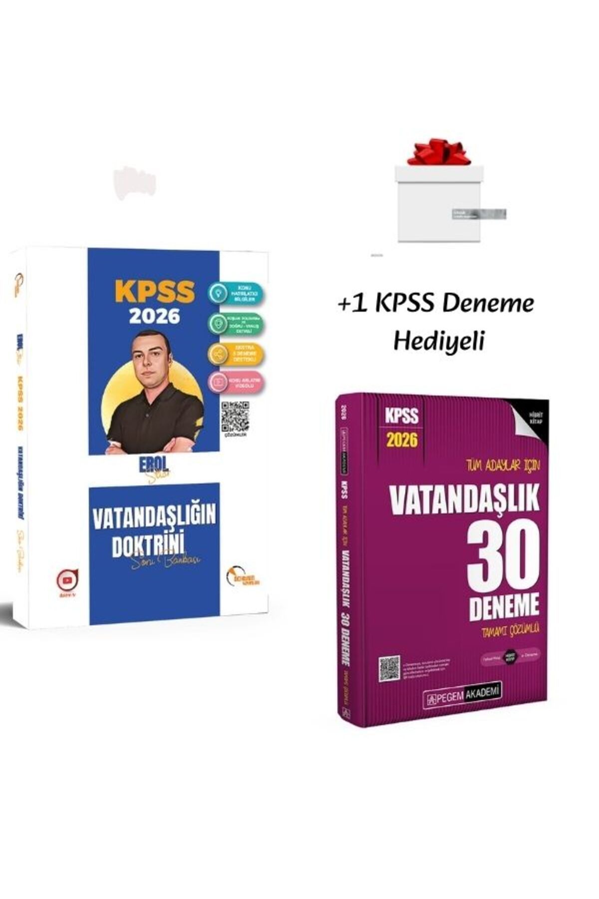 Pegem Akademi Yayıncılık Doktrin 2026 KPSS Vatandaşlık Soru Bankası ve Pegem 30 Deneme (2 Kitap) + 1 KPSS Deneme Hediyeli