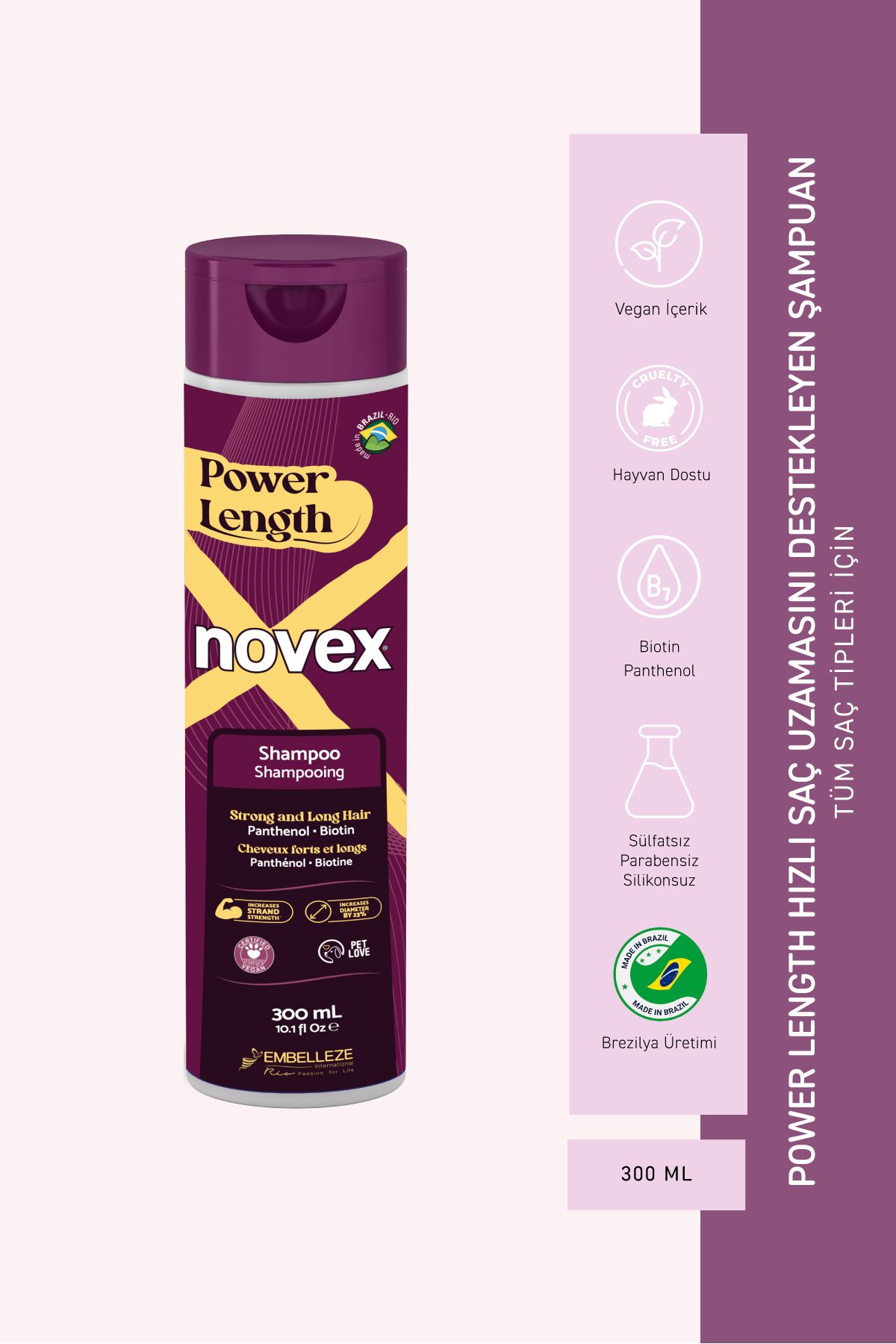NOVEX Power Length - Hızlı Saç Uzamasını Destekleyen Biotinli Şampuan 300ml