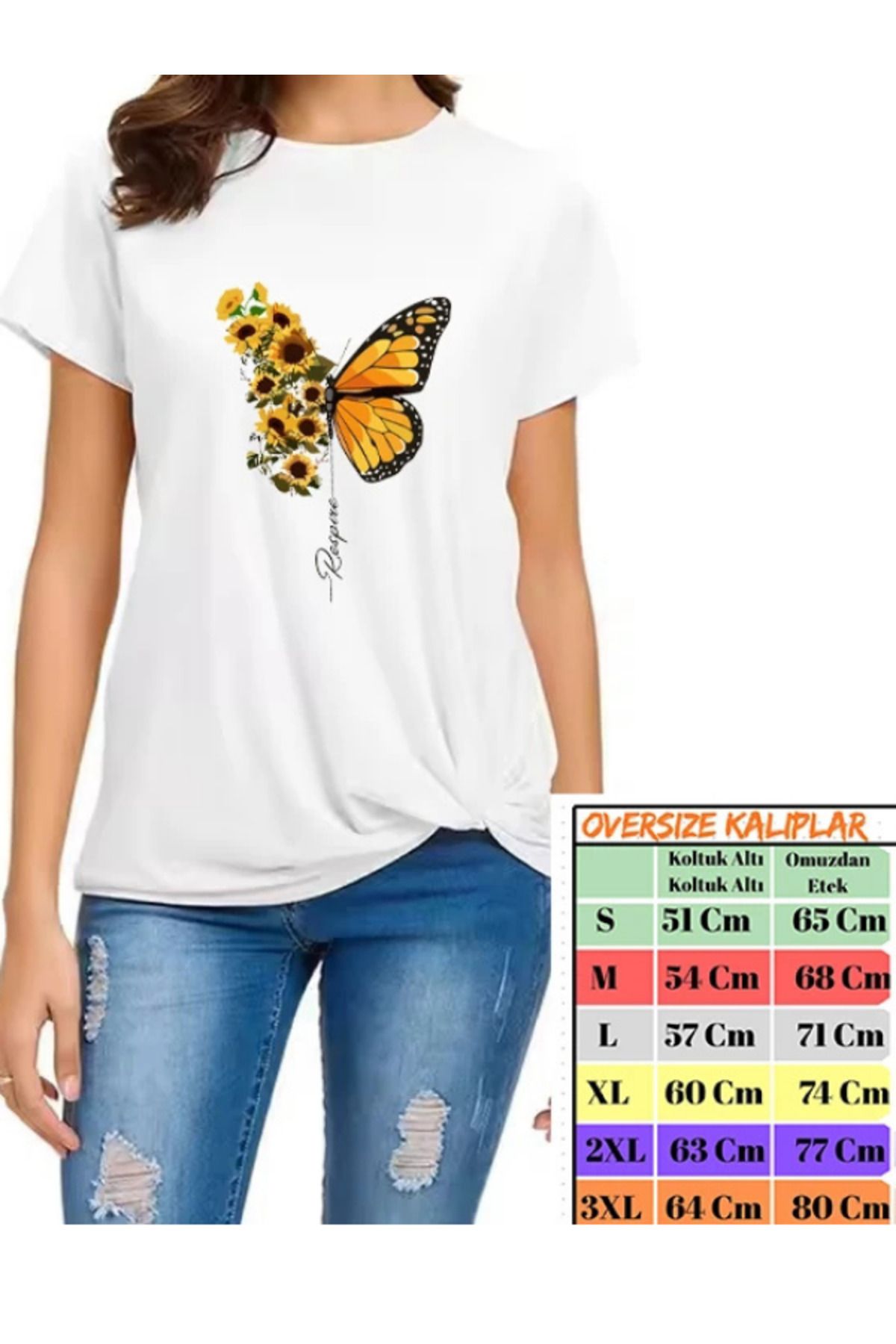 shidumanlar Papatya Kelebek Tasarımlı Tshirt