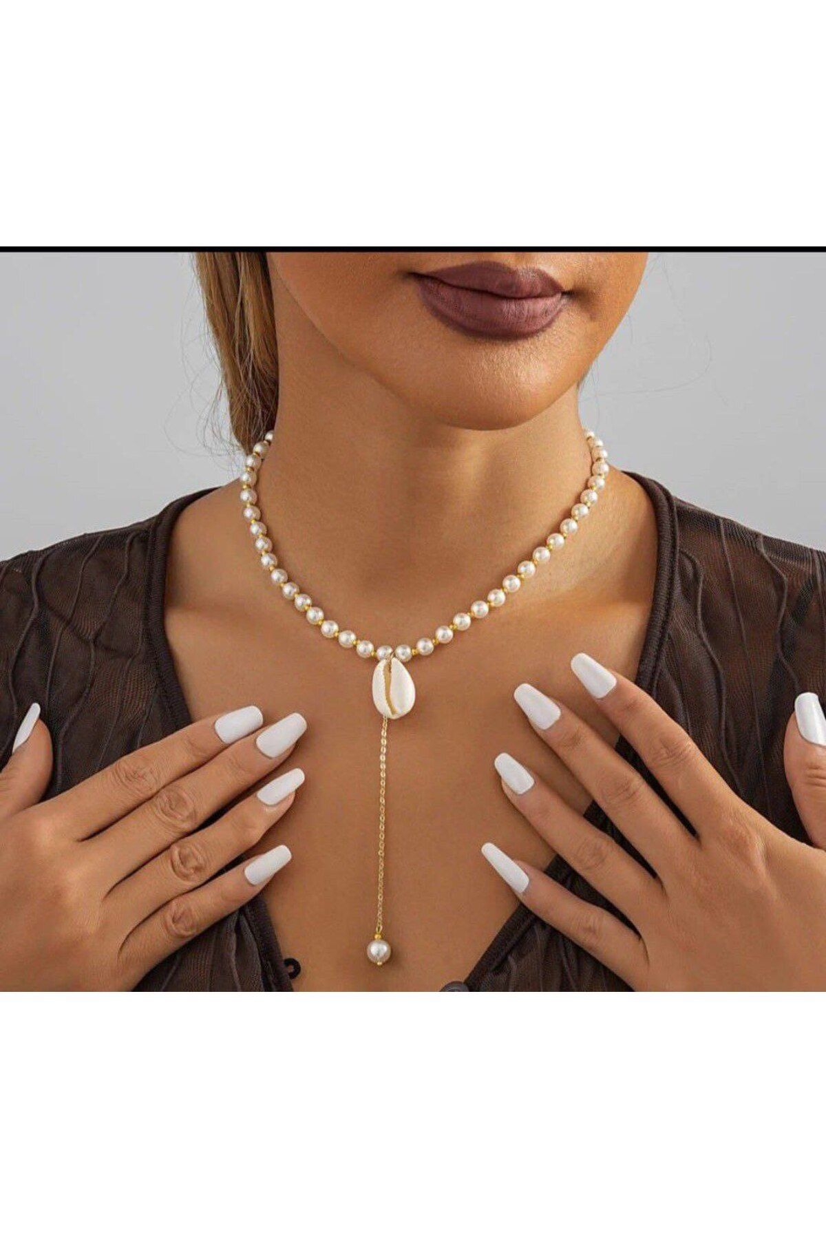 Shiklik MODA Şık Kabuk Model İnci Kadın Kolye - Zarif ve Göz Alıcı Tasarım