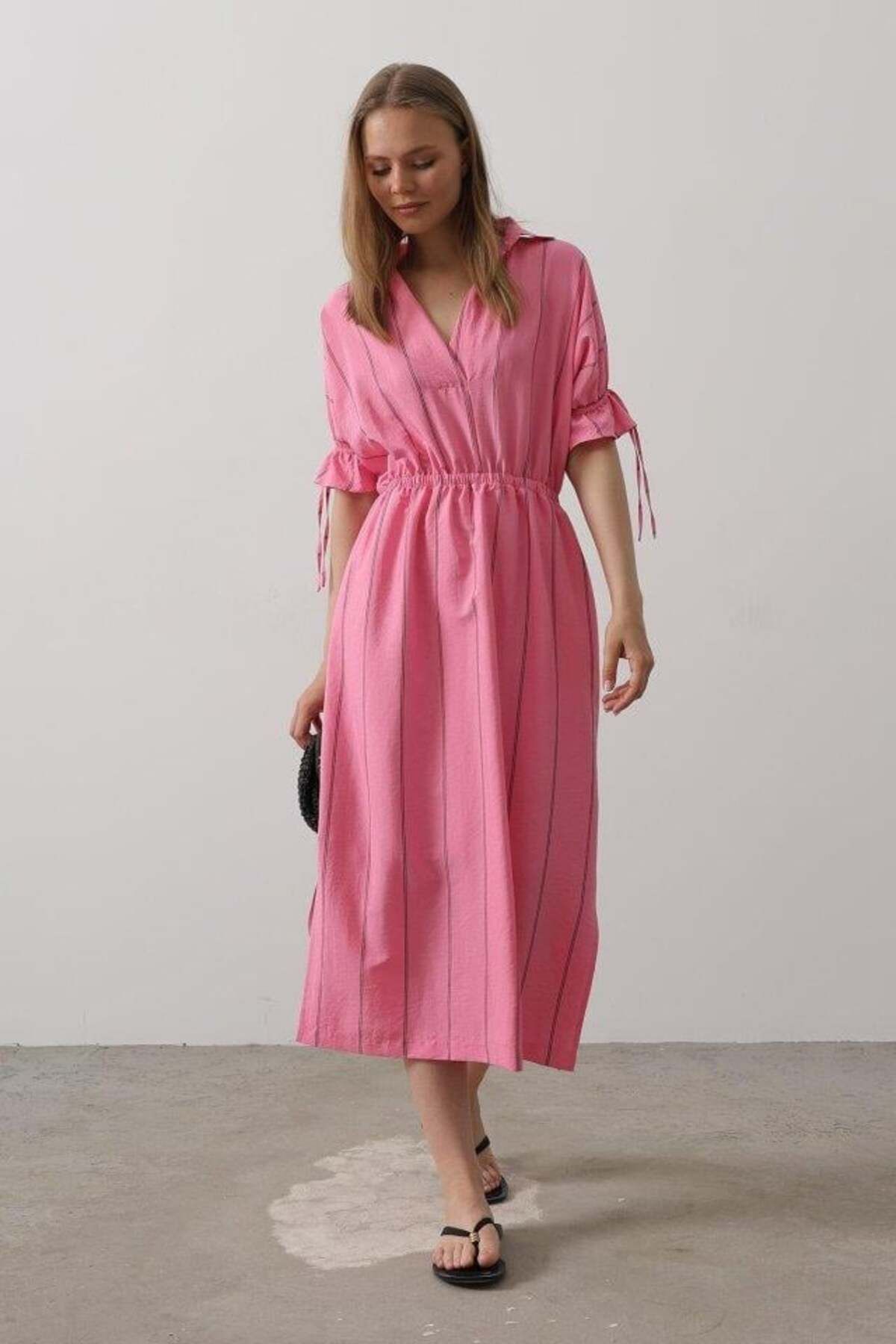 modamtn Beli Lastikli Elbise - Pembe