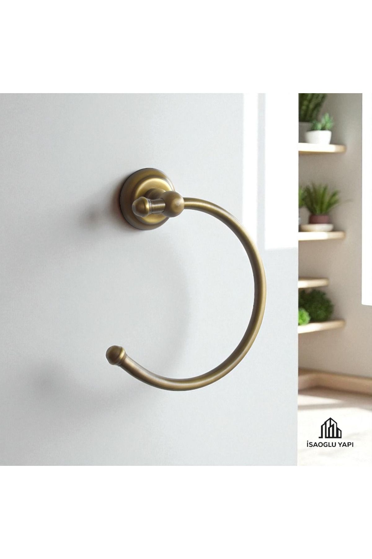 İSAOĞLU YAPI Antik Gold Havluluk Klasik Vintage Tasarım Pirinç Materyal Mat Siyah Banyo Havluluk