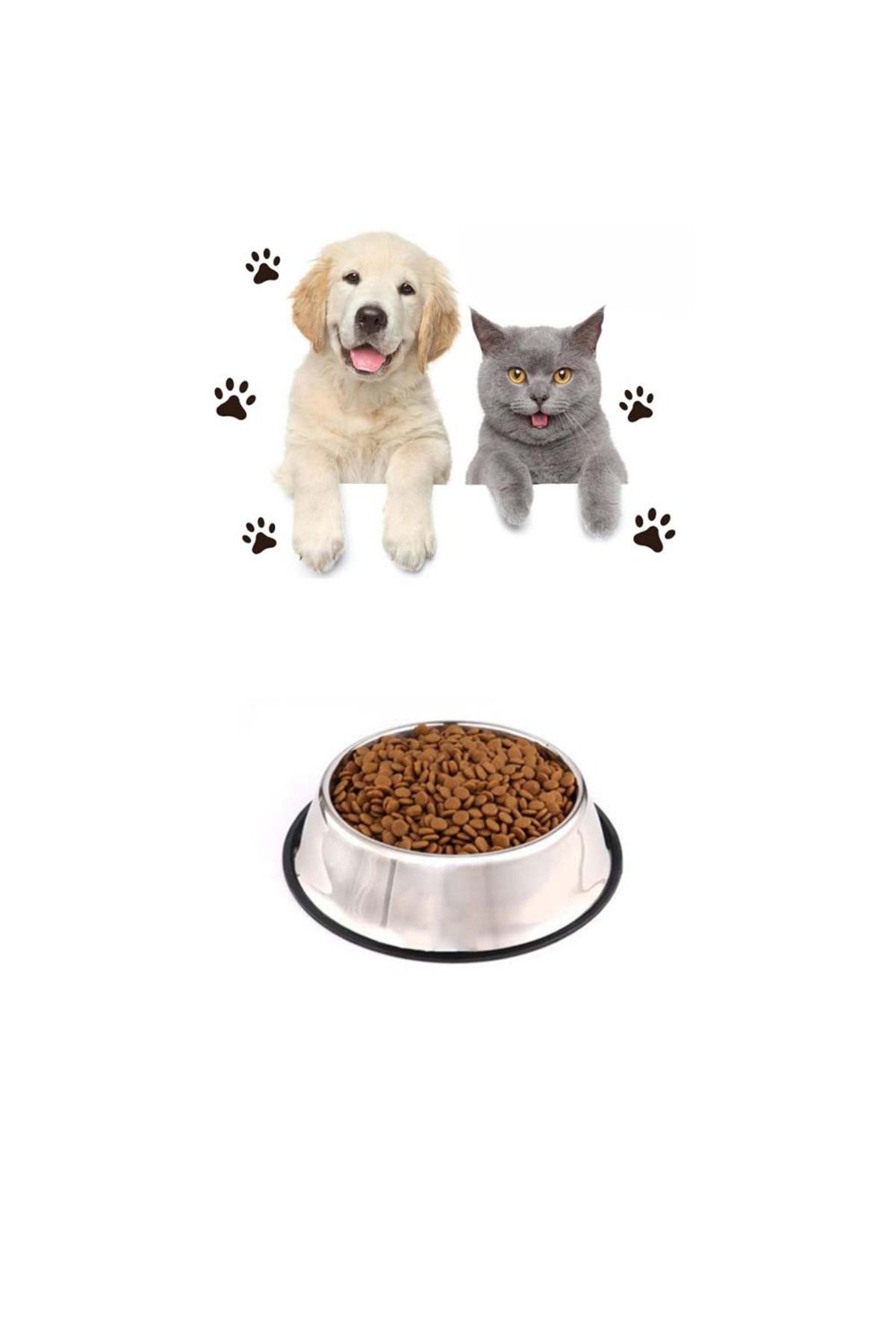 Paras Ticaret Hayvanlar için Çelik Kaydırmaz Orta Boy Su Mama vb Kabı Kedi Köpek Su Mama Kabı (Alt Taban: 18 cm)