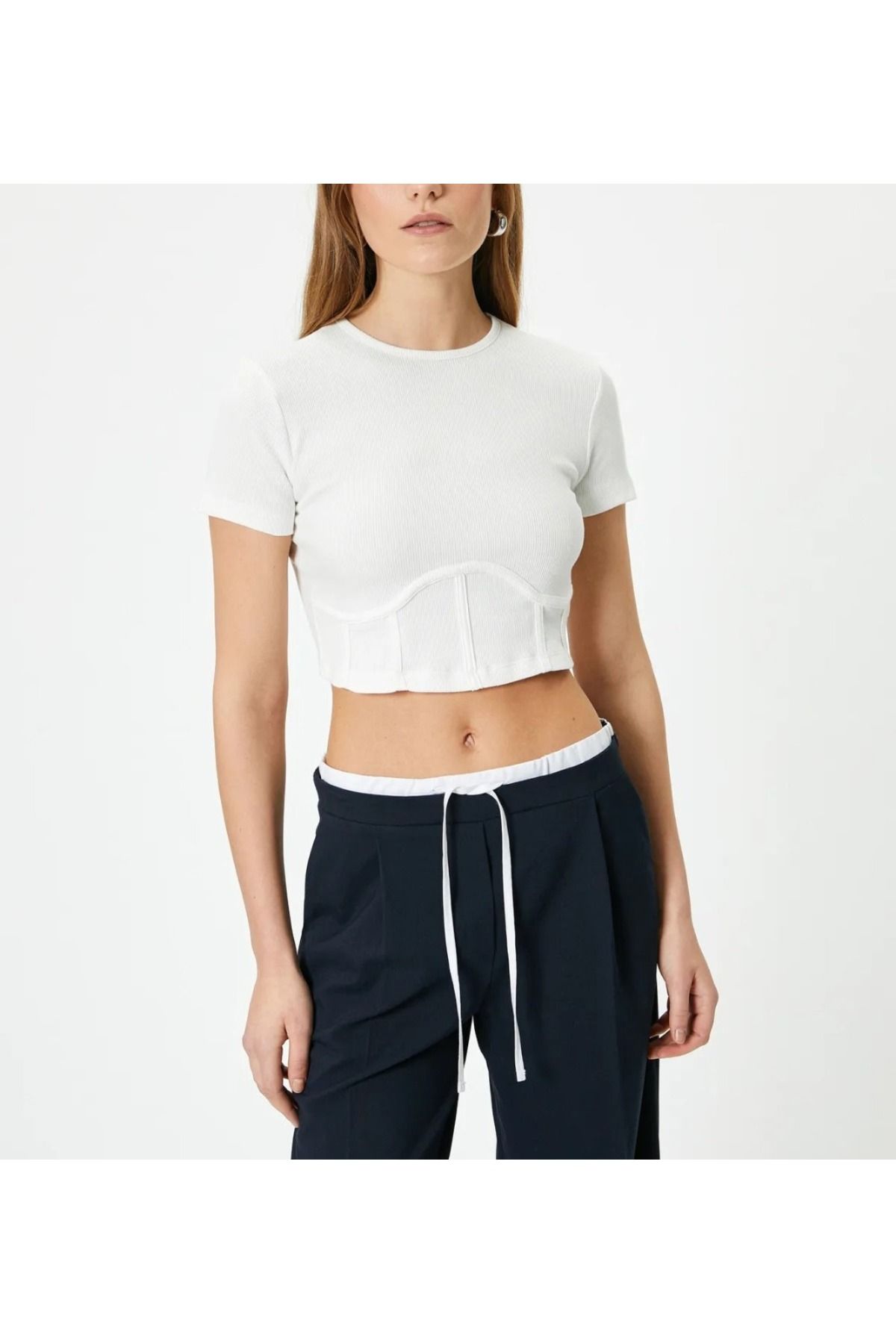 Lacesta Korse Detay Crop Bluz