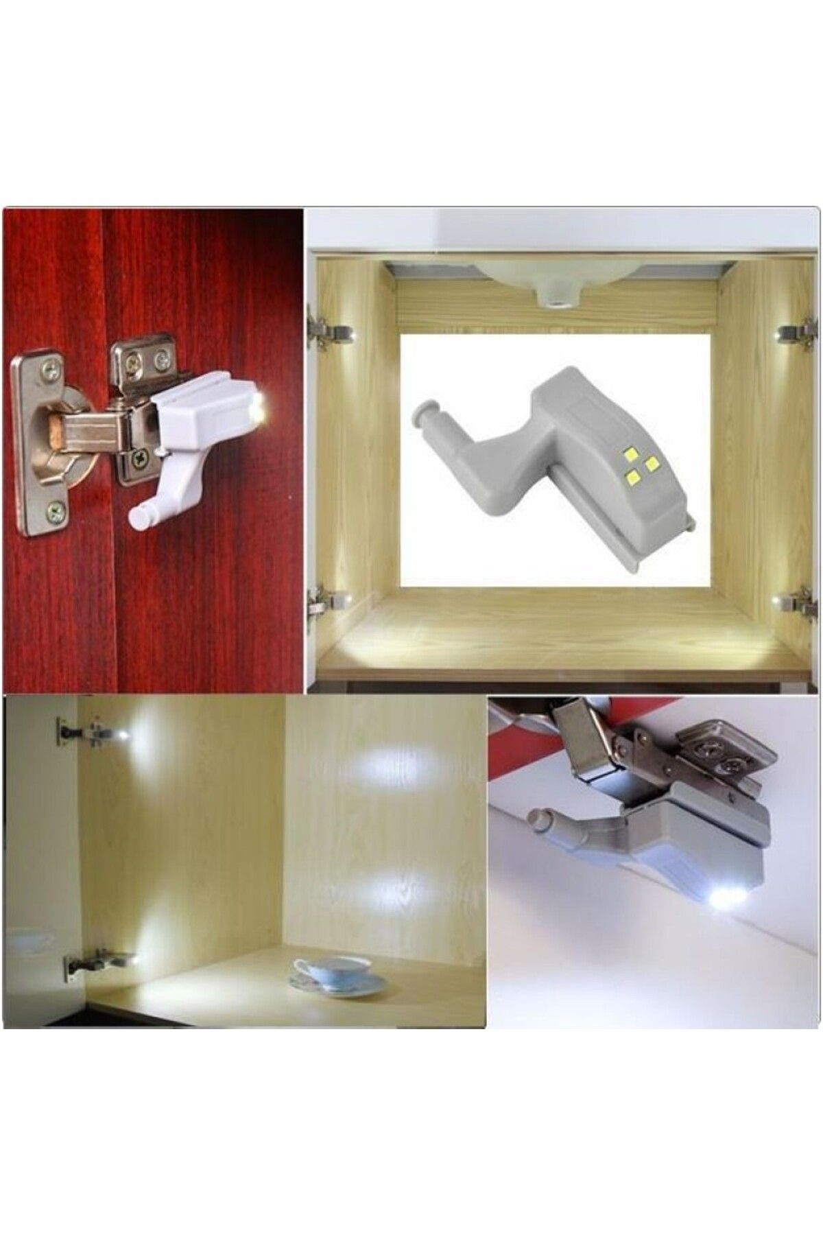 Mersi SHOP Iç Menteşeye Takılan Led Press Aparatlı Dolap Kapısına Göre Aydınlatan Lamba Led Işık Mutfak Lavabo