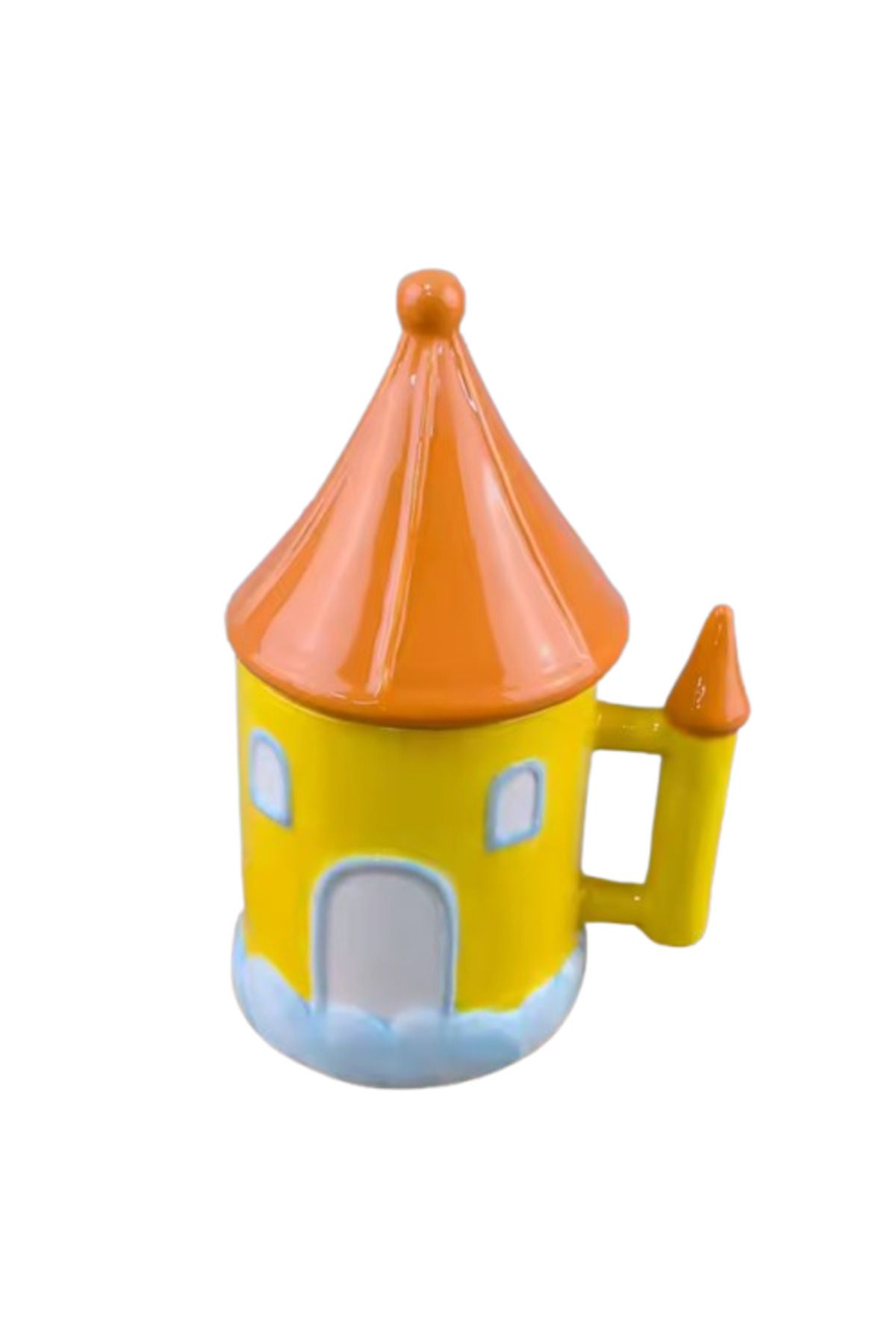 NETAVANTAJ Turuncu Sarı Kule Ev 3D Tasarım Kupa Bardak