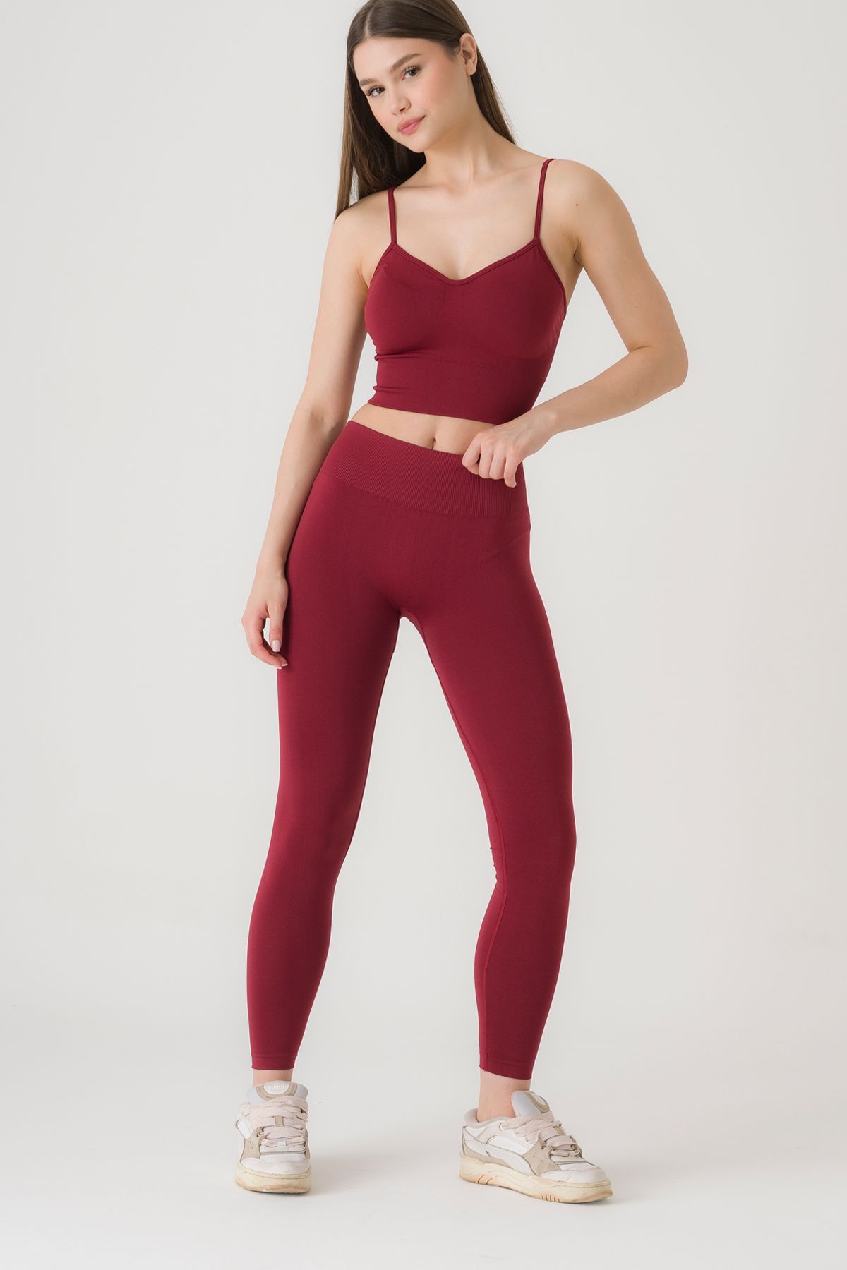 FANLEY Kadın Dikişsiz (Seamless) Sıkılaştırıcı Fit Şekillendirici Esnek Nefes Alabilen Yüksek Bel Spor Tayt