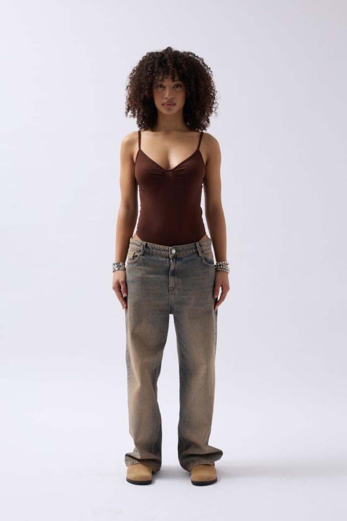 modamtn Önü Büzgülü Askılı Bodysuit