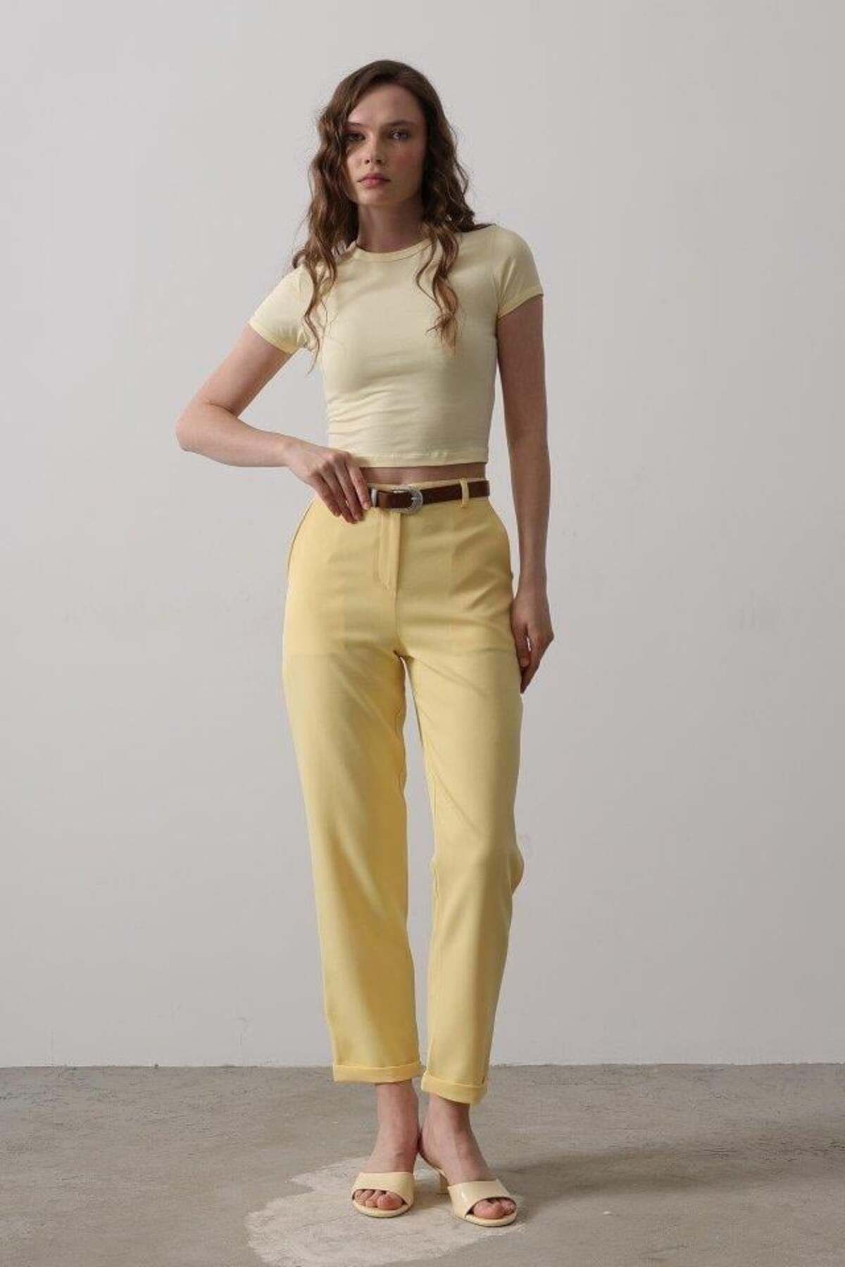 modamtn Kemerli Havuç Pantolon - Sarı
