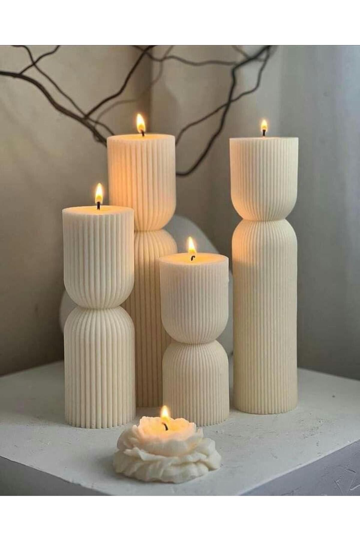 SCA CANDLE Dekoratif Mum Çokgen +Şakaik Toplam 5 Parça