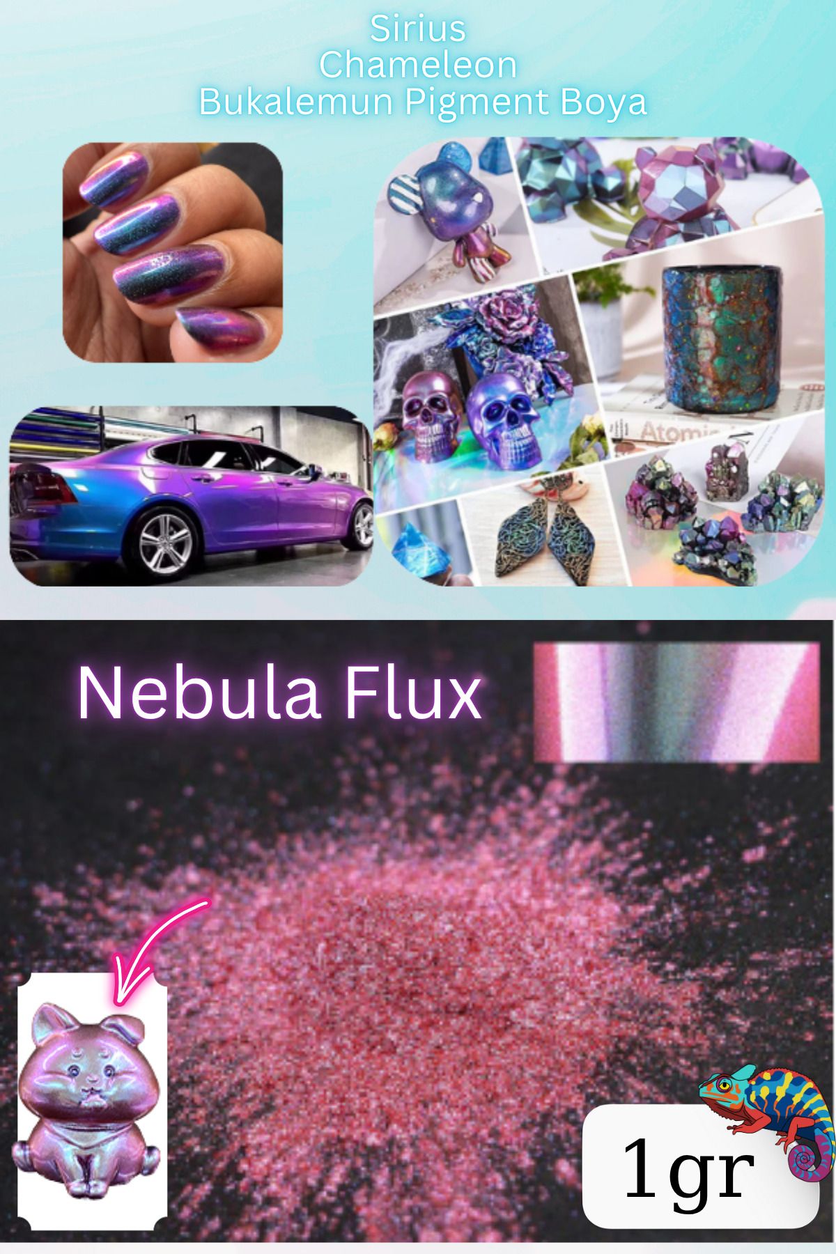 Sirius Hobi Chameleon Bukalemun Pigment Toz Boya Nebula Flux – 1 gr | Epoksi Uyumlu Renk Geçişli Efekt