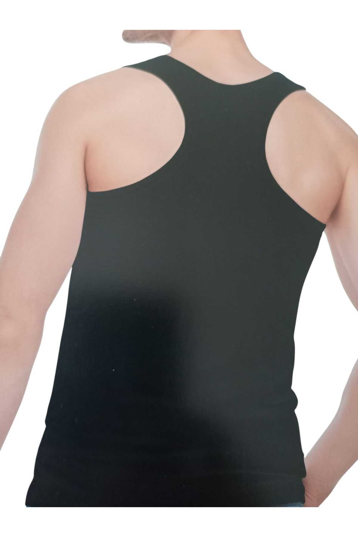 balkonda Sporcu atleti pamuklu cotton siyah ekstra esnek slim fit SAE1-1
