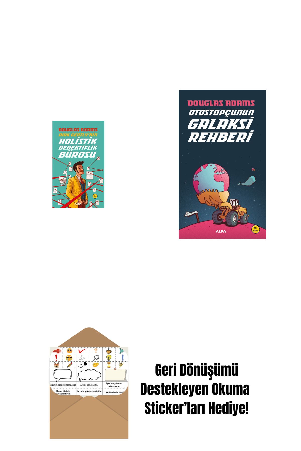 Alfa Yayınları Dirk Gently'nin Holistik Dedektiflik Bürosu + Otostopçunun Galaksi Rehberi + Okuma Sticker'ları