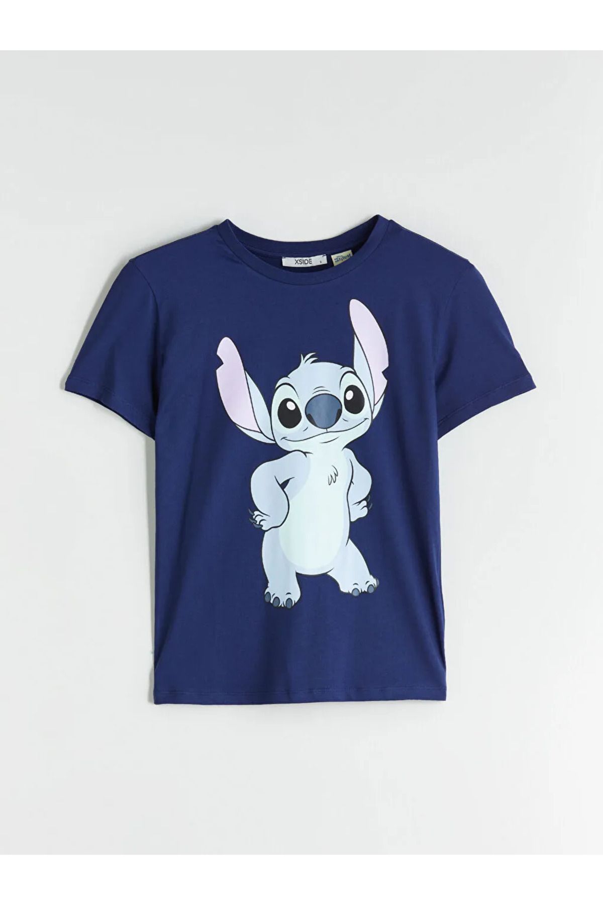 LC Waikiki XSIDE Lacivert Bisiklet Yaka Stitch Baskılı Kadın Tişört