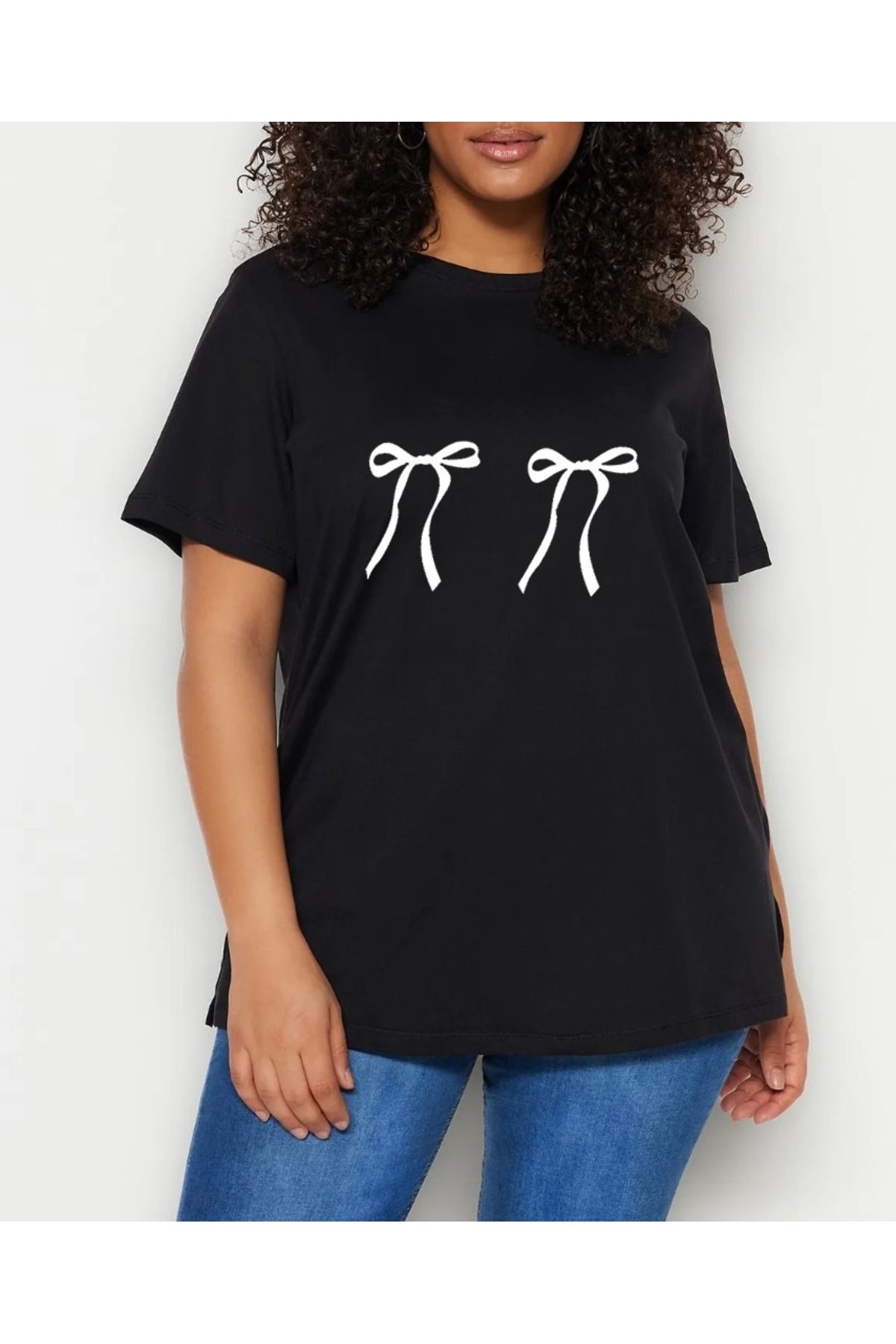 shidumanlar KURDELE Renkli Özel Baskılı Oversize Pamuklu Bisiklet Yaka T-Shirt Tişört