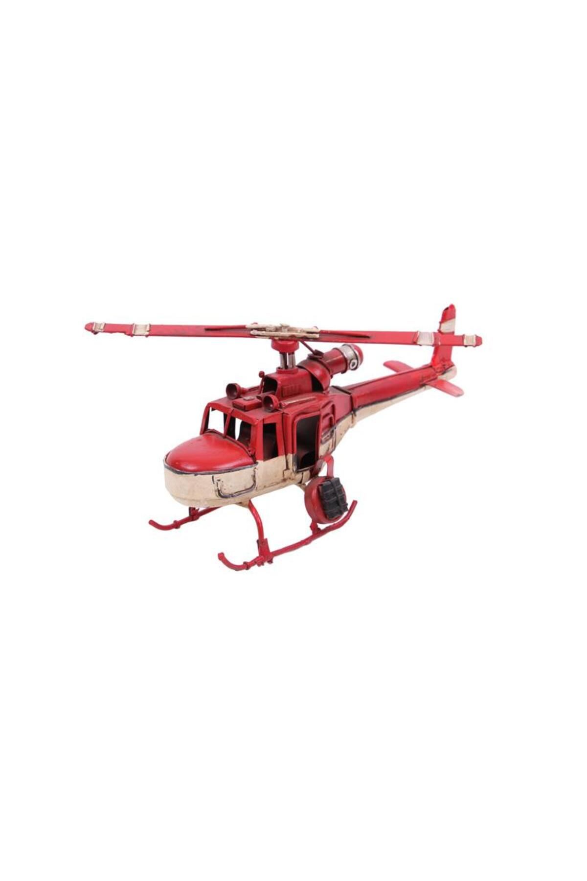 Skygo Helikopter Metal Vintage Dekoratif Masaüstü Biblo Hediyelik