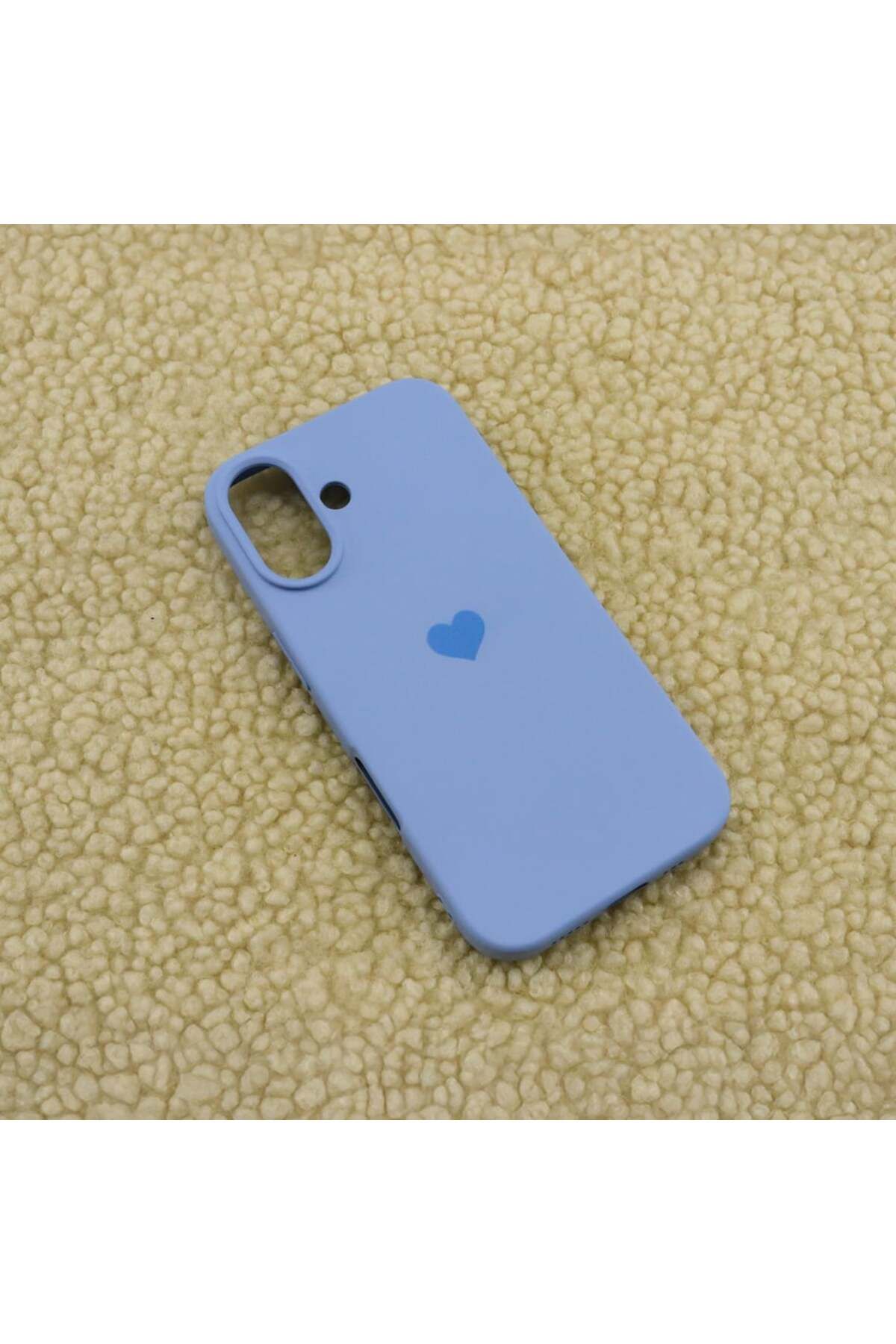 Case&Case iPhone 16 Uyumlu Renk Uyumlu Kalp Baskılı Lansman Kılıf