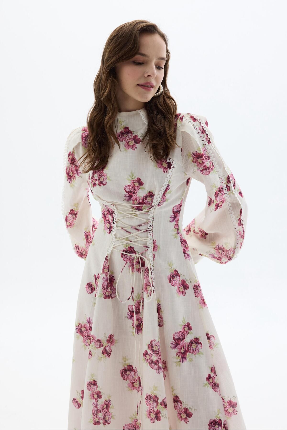 shop Korse Detaylı Çiçekli Elbise
