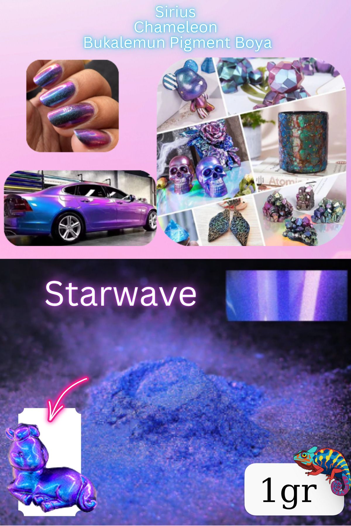 Sirius Hobi Chameleon Bukalemun Pigment Toz Boya Starwave – 1 gr | Epoksi Uyumlu Renk Geçişli Efekt