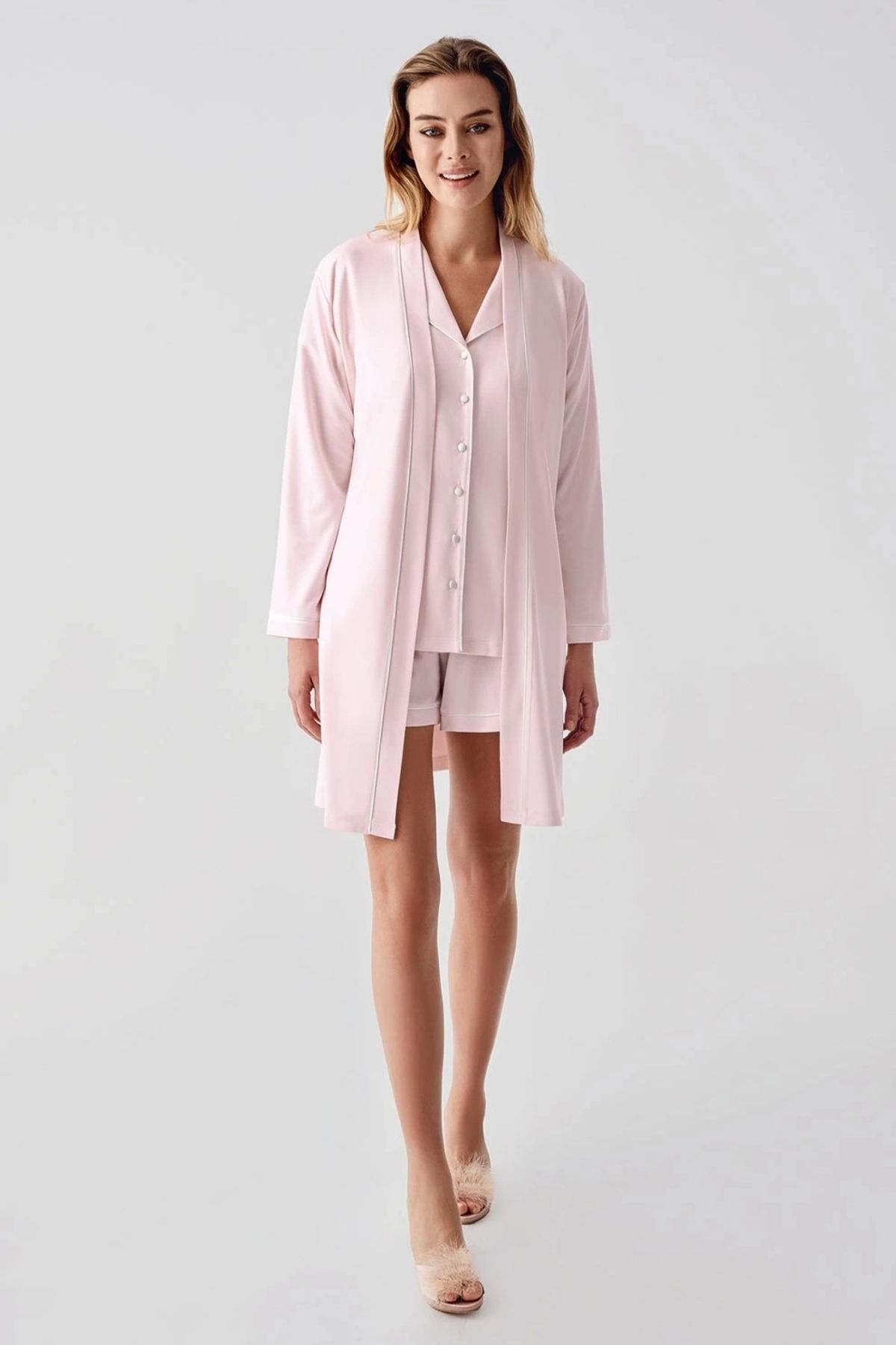 Nemere Freshness 324 Kadın 4'Lü Sabahlıklı Şorlu Pijama Takımı