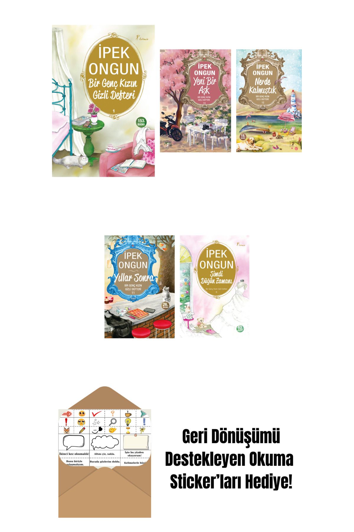 Artemis Yayınları İpek Ongun 5 Kitap Set + Okuma Sticker'ları