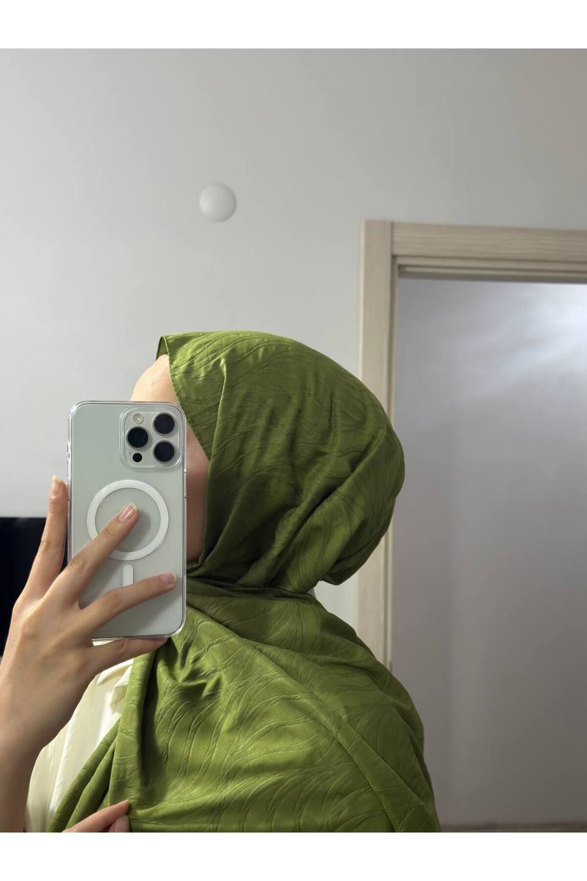 Hafsa Scarfs BAMBU JAKAR DALGA DESEN ŞAL YEŞİL