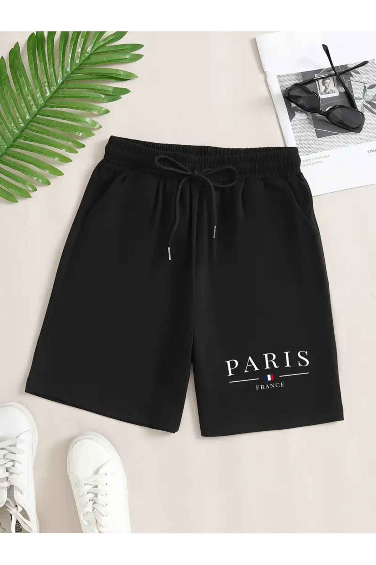 HOFFNUNG unisex Penye Lastikli PARIS FRANCE Şort
