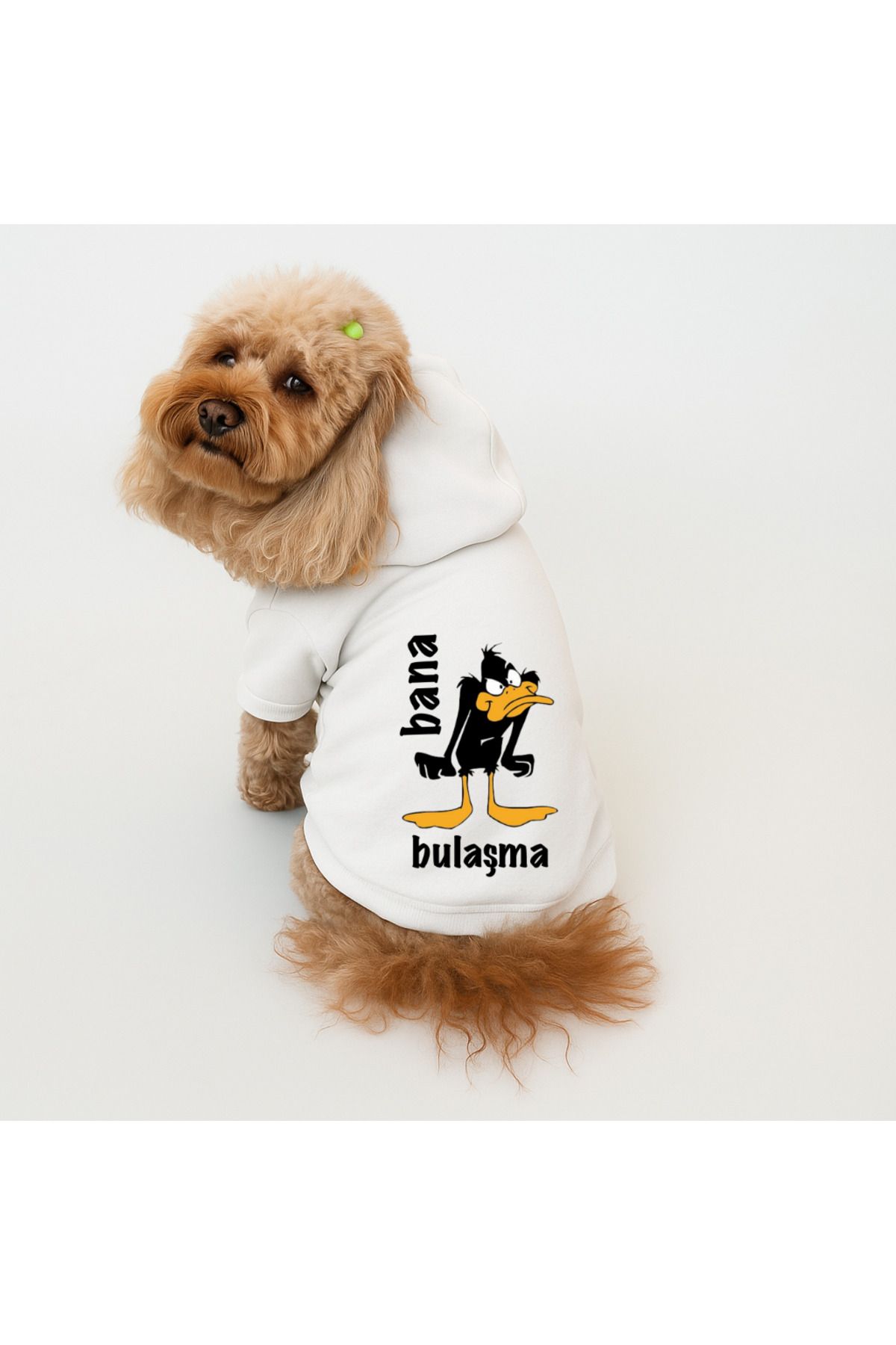 Buddy Store Kedi Ve Köpek Kıyafeti Elbiseleri Giysileri - Baskılı Beyaz Sweatshirt Hoodie