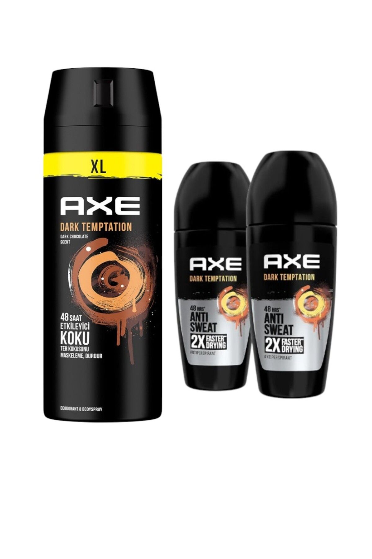Axe Erkek Sprey Deodorant Dark Temptation XL 200 ml + Axe Dark Temptation 50 ml Erkek Roll-On 2 Adet