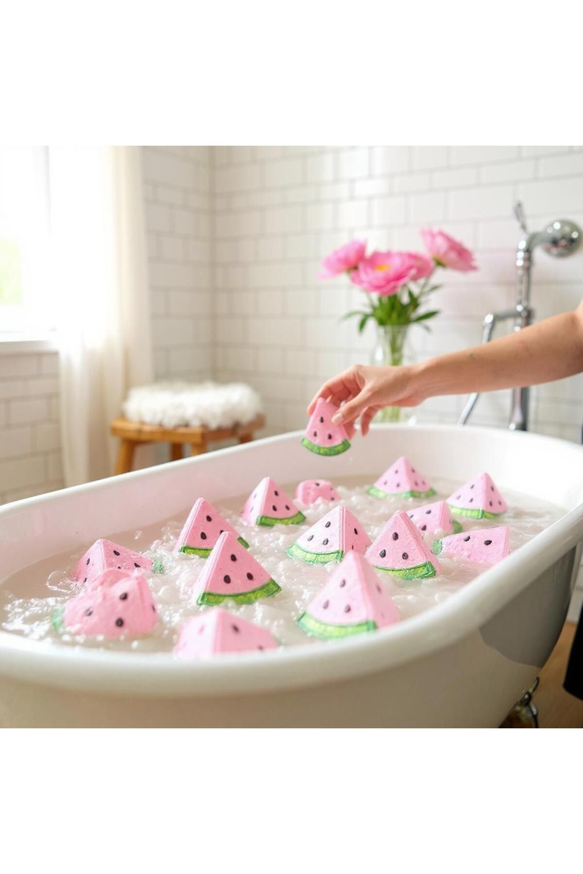star bathbomb starbomb Karpuz Dilimi 3 Adet Banyo Topu, Nem Bombası, Küvet Topu