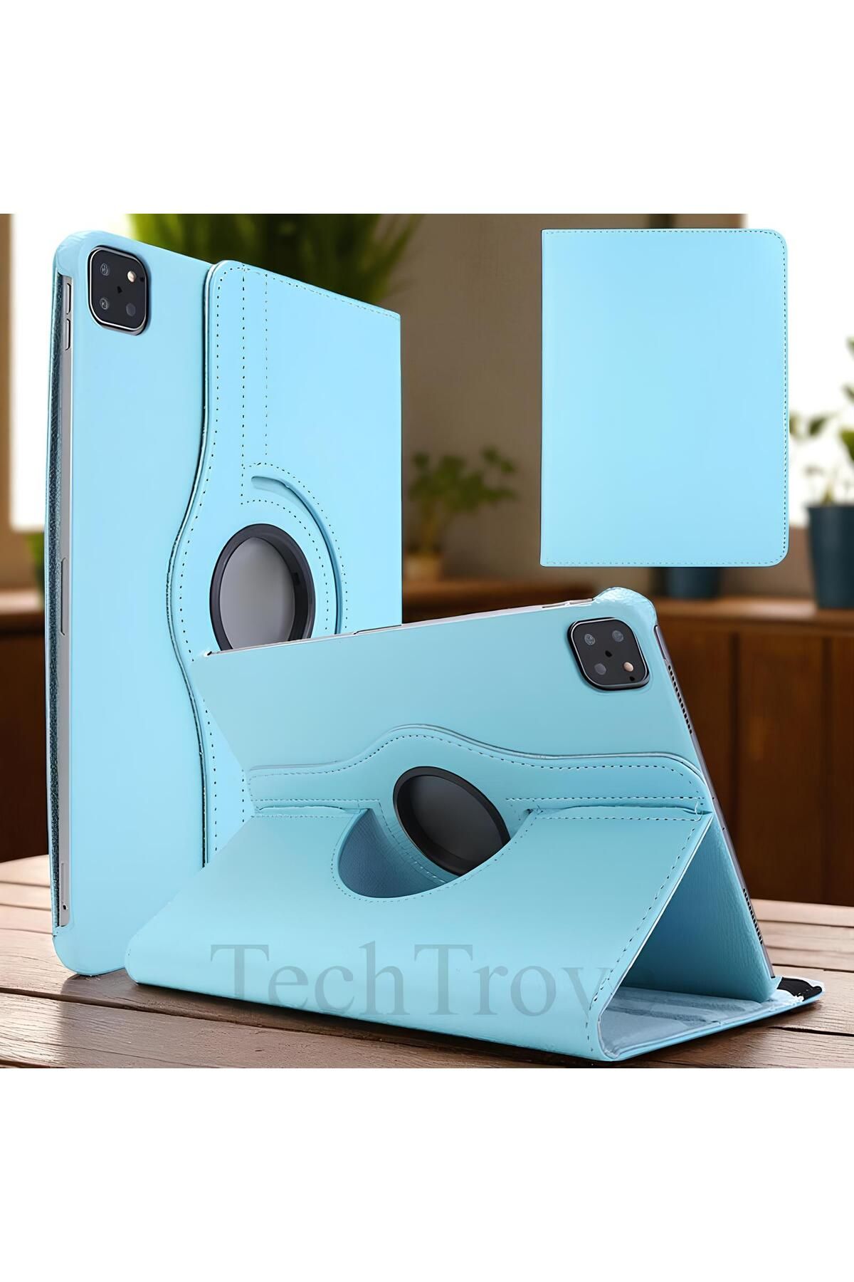 TechTrove Apple iPad Air 11 2025 M3 Kılıf 360 Dönebilen Standlı Pu Deri Kılıf