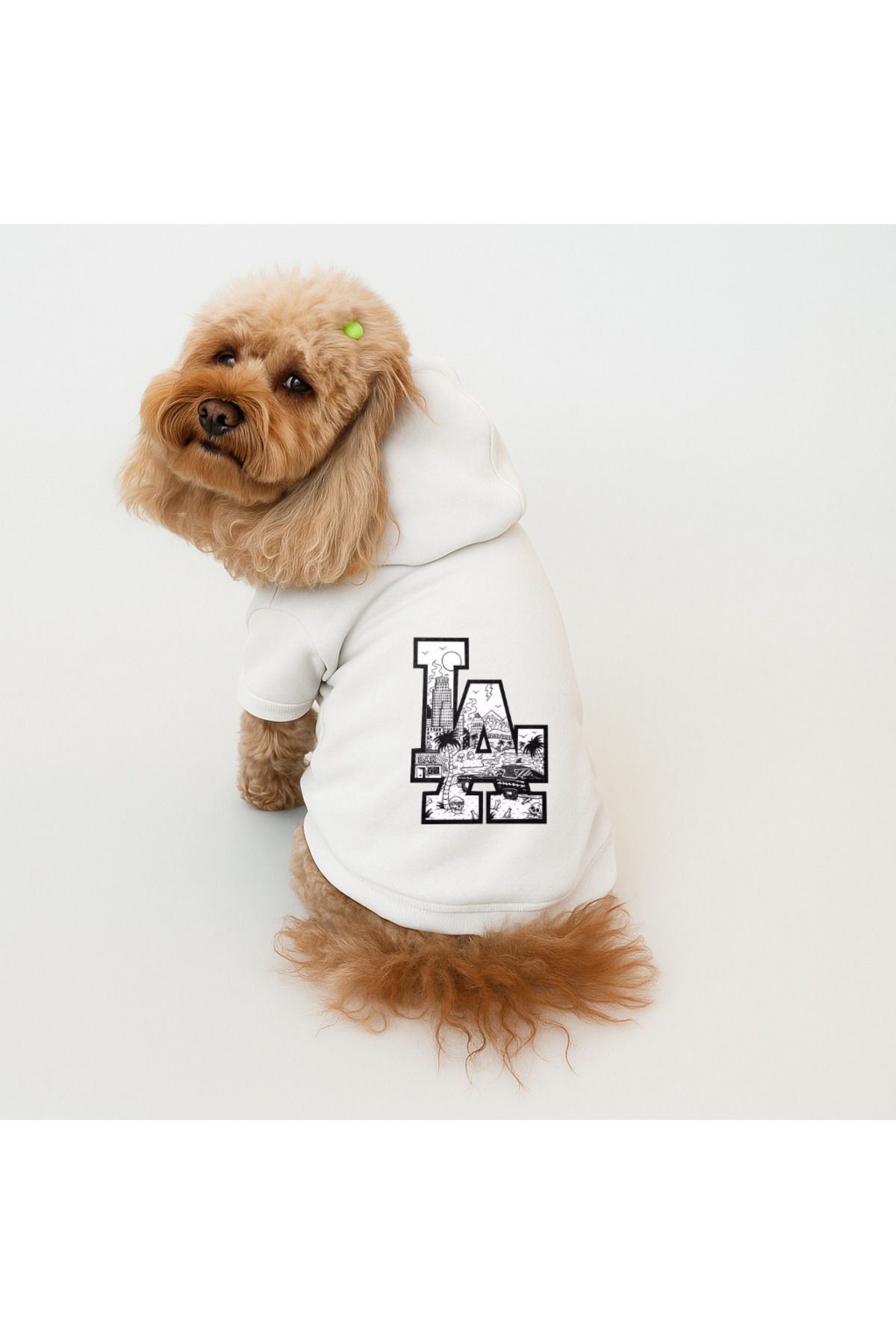 Buddy Store Kedi Ve Köpek Kıyafeti Elbiseleri Giysileri - Baskılı Beyaz Sweatshirt Hoodie