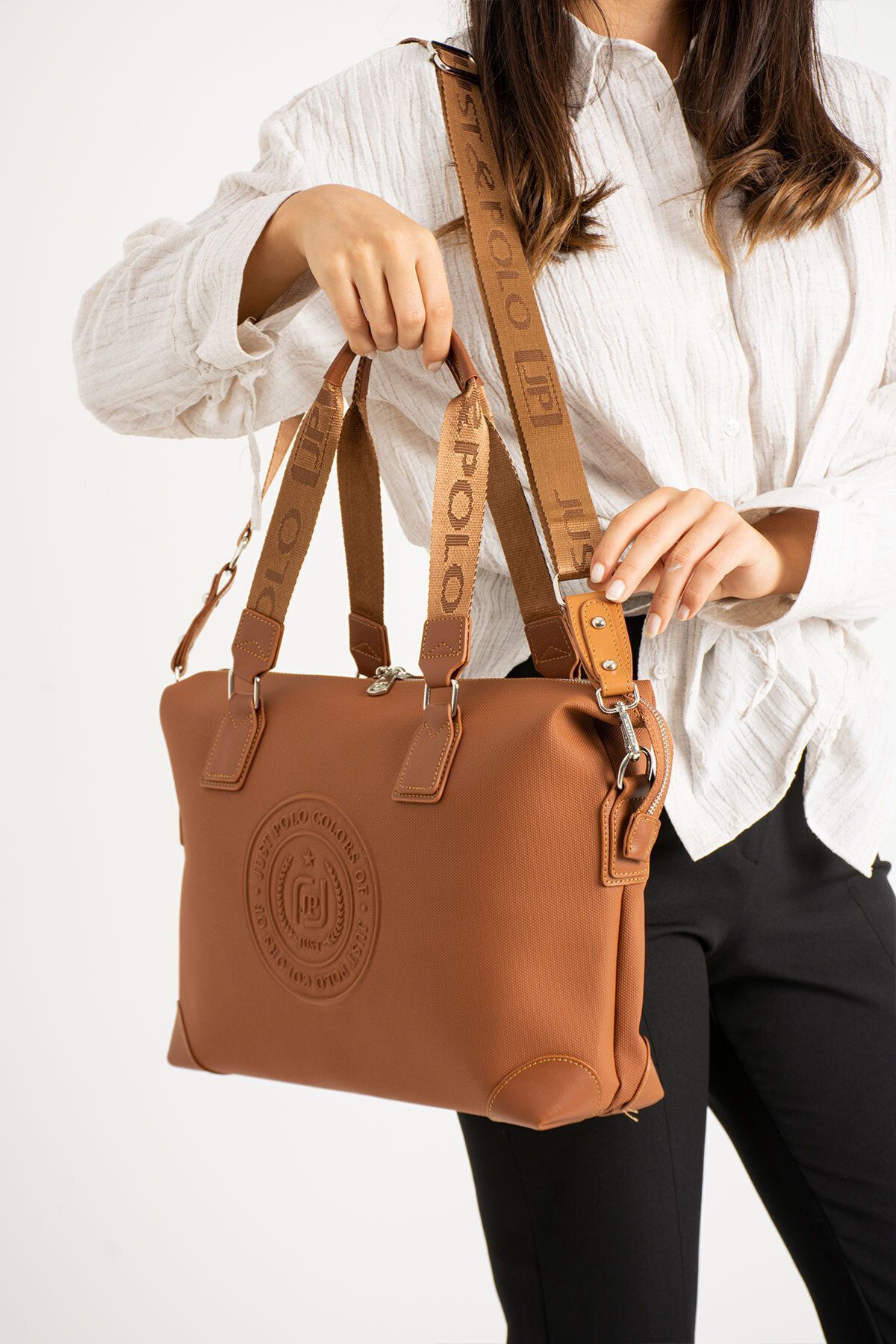 Just Polo Joker 6011 LK Suni Deri Kadın El Ve Omuz Evrak Spor Çantası (Ebat: En 40 x29 Cm)